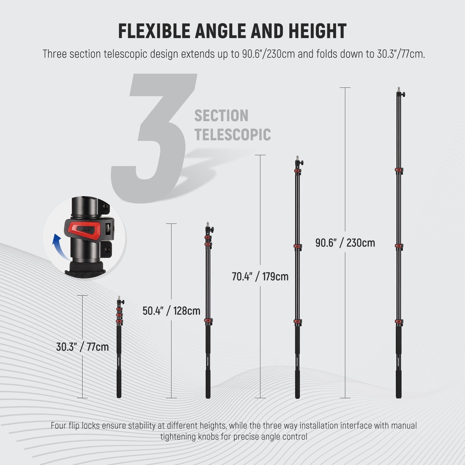 NEEWER MS-230C 230cm Handheld Boom Pole Stand