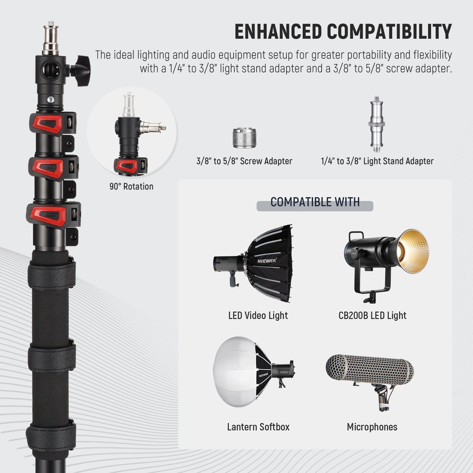 NEEWER MS-230C 230cm Handheld Boom Pole Stand