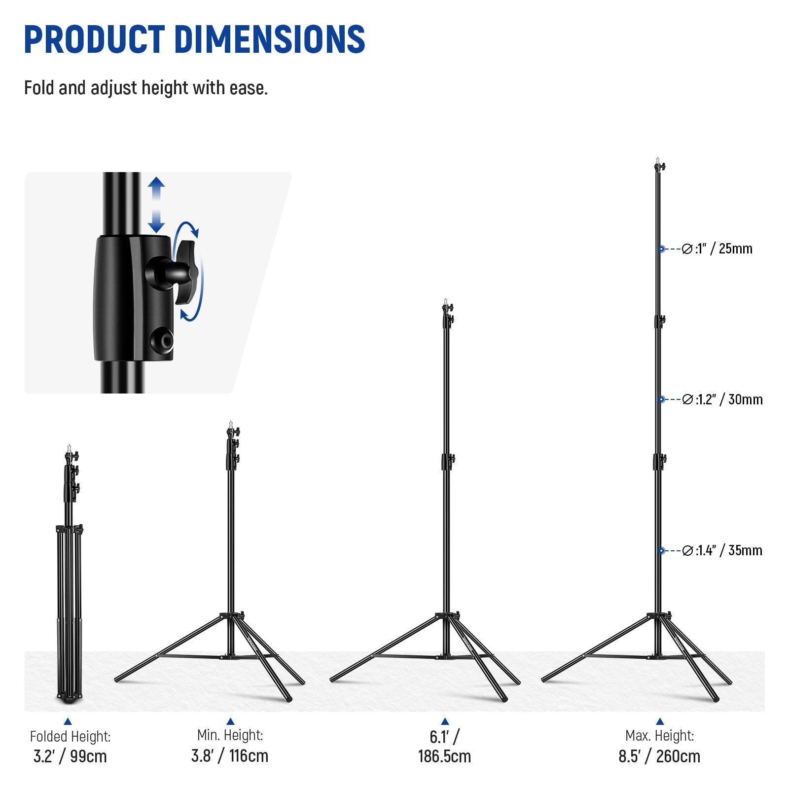 NEEWER ST-260AC 260cm Air Cushioned Light Stand