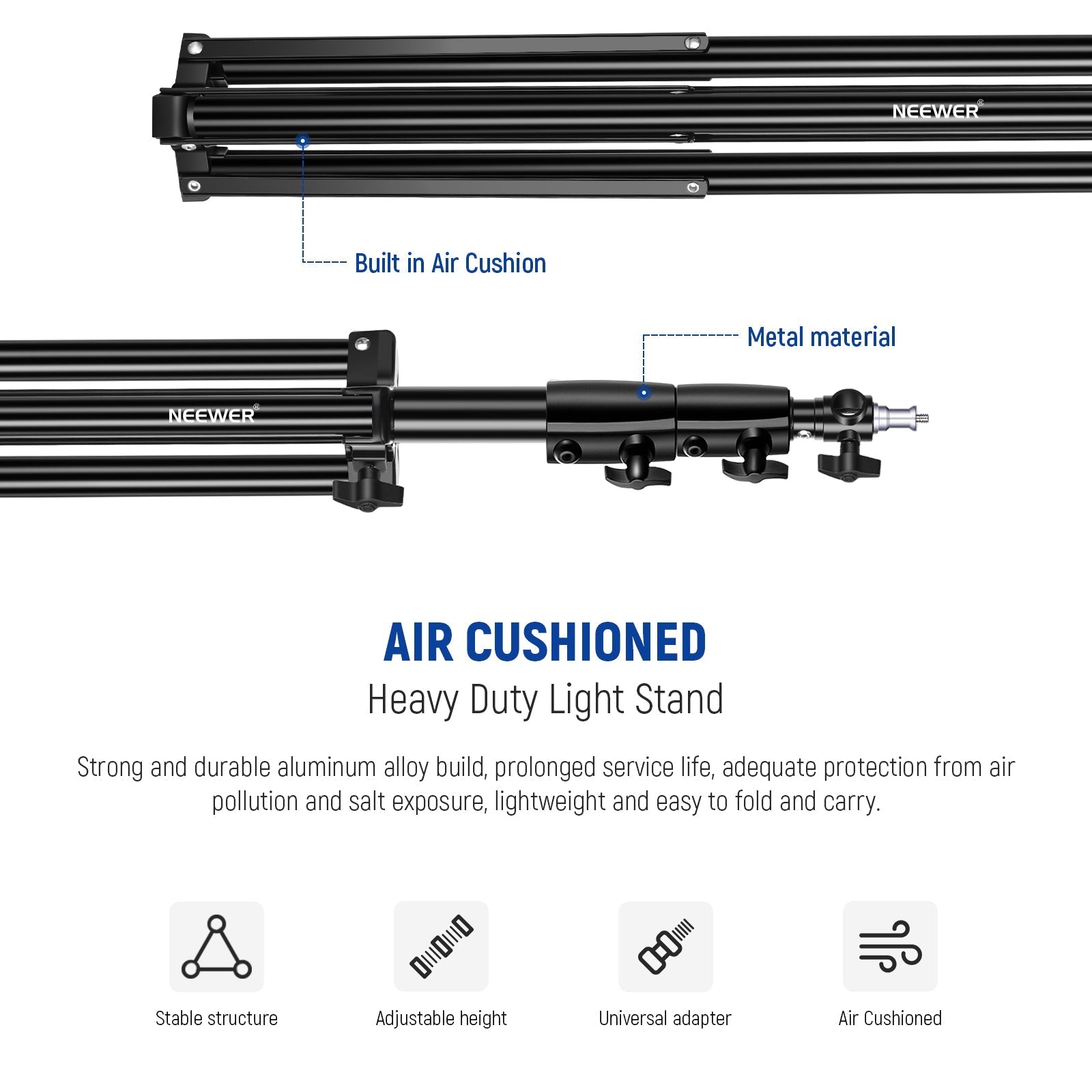 NEEWER ST-280AC 280cm Heavy Duty Air Cushioned Light Stand