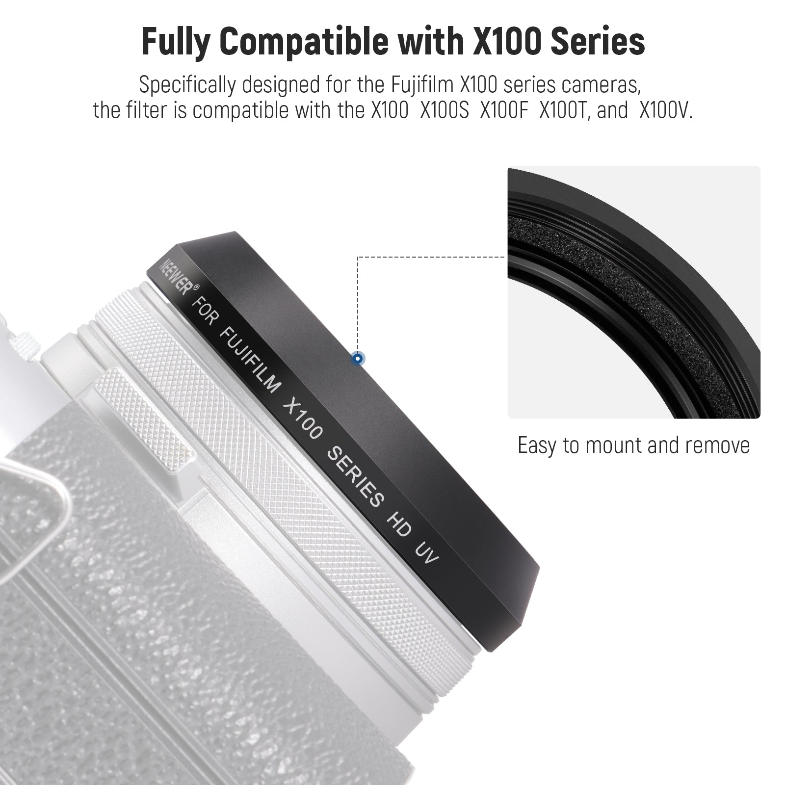 NEEWER UV Protection Filter for Fujifilm X100 Series Cameras