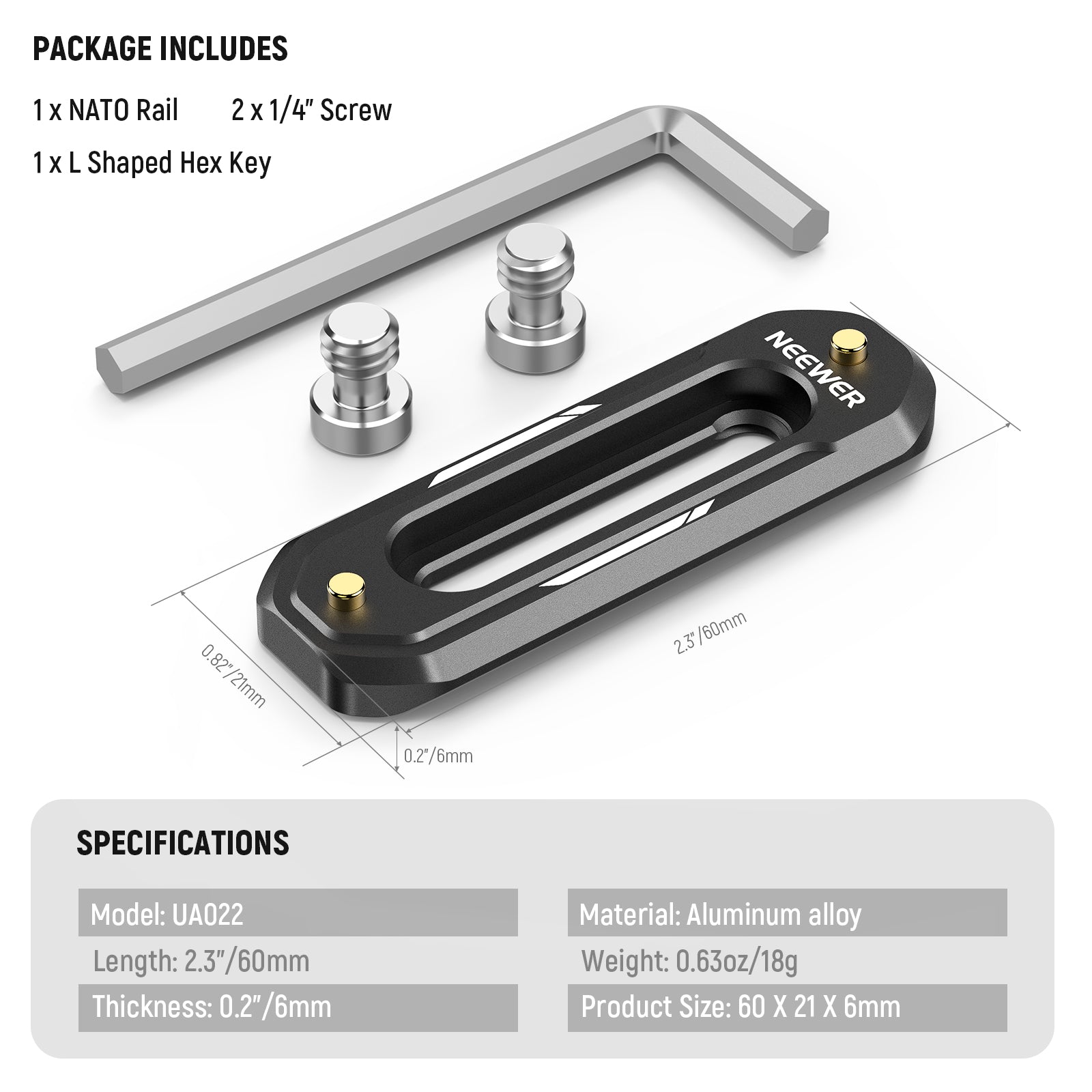 NEEWER UA003/UA007/UA022 Quick Release Mini NATO Rail