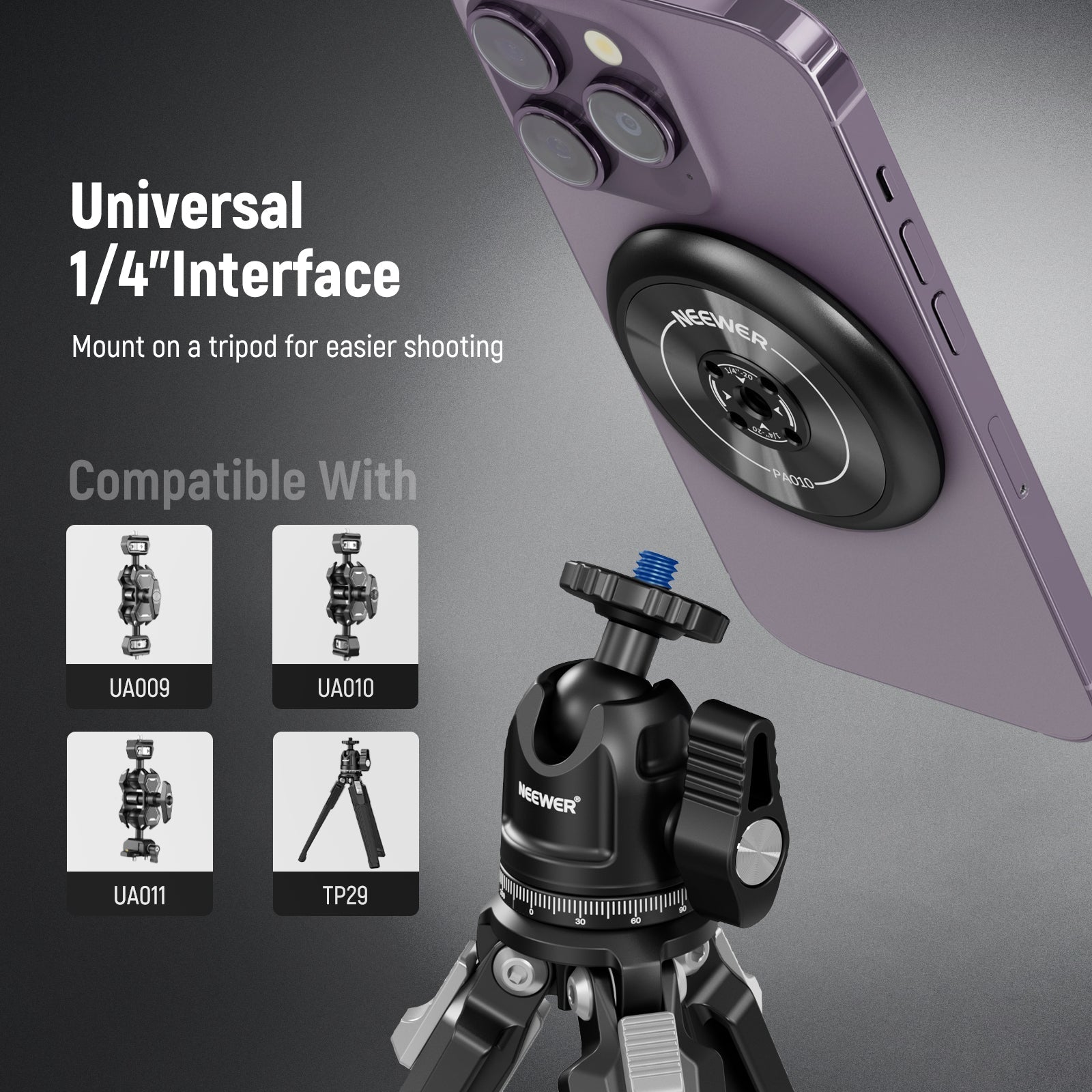 NEEWER PA010 Magnetic Phone Tripod Mount Adapter