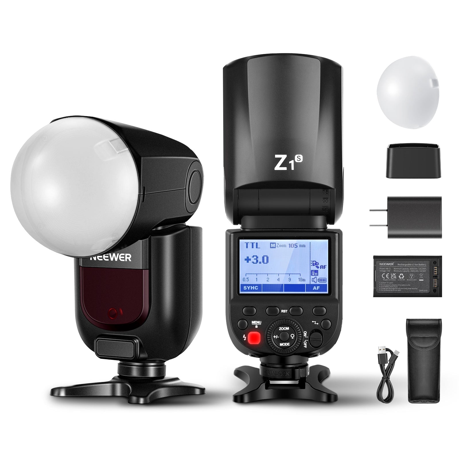 NEEWER Z1 TTL Round Head Flash Speedlite With Diffuser