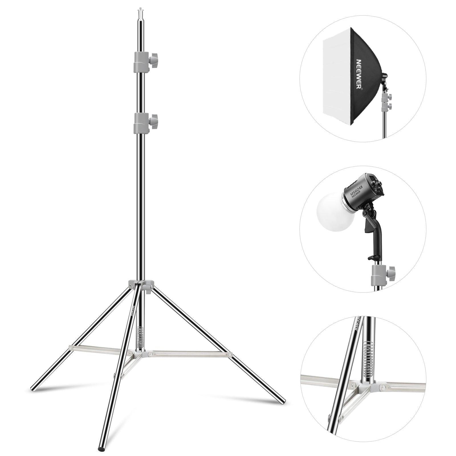 NEEWER ST-190SS Upgraded 190cm Stainless Steel Light Stand