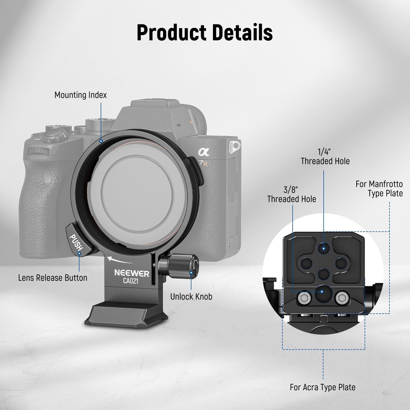 NEEWER Rotatable Camera Lens Collar for Camera
