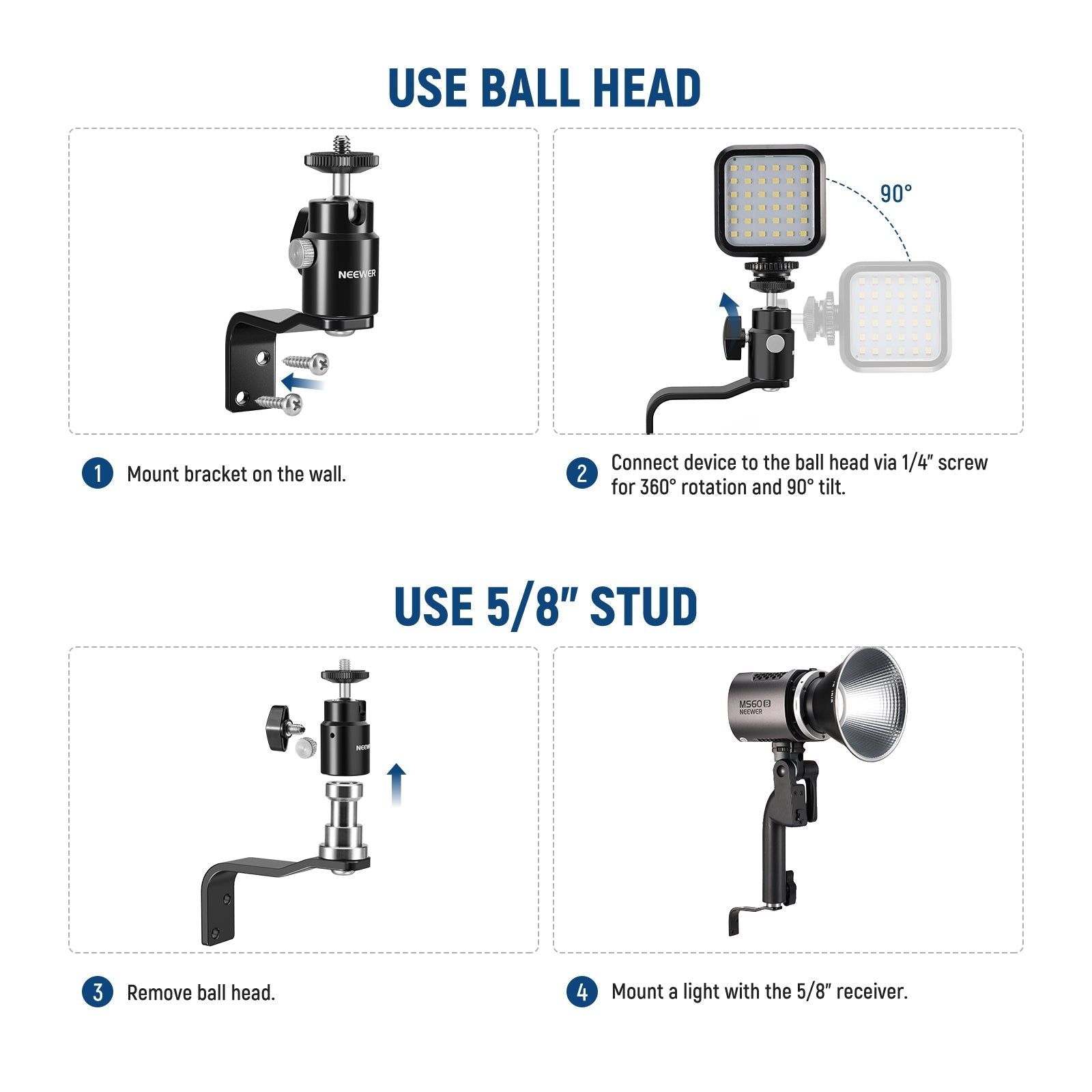 NEEWER TS007 2 Pack E Type Wall Ceiling Mount
