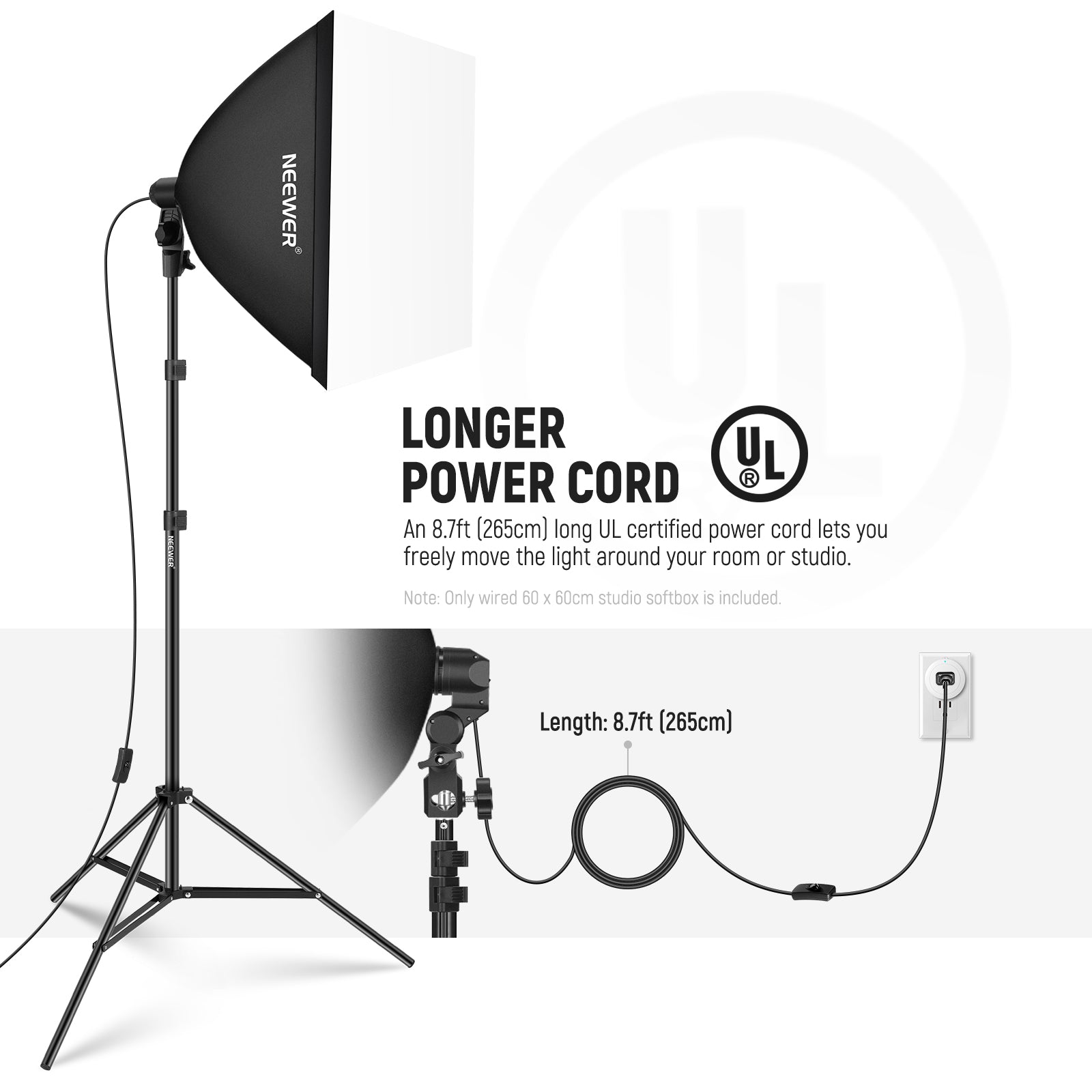 NEEWER SF4040/SF6060 Photography Softbox with E26 Socket & Diffuser