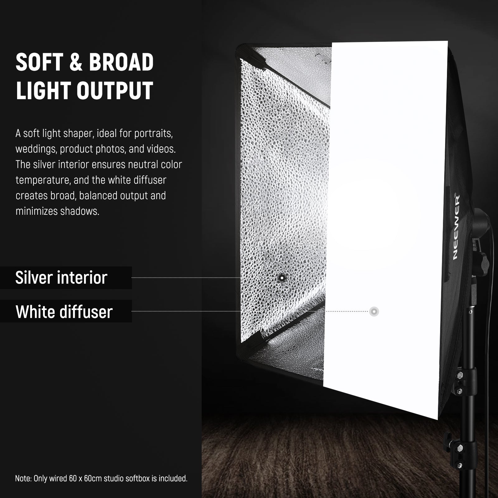 NEEWER SF4040/SF6060 Photography Softbox with E26 Socket & Diffuser