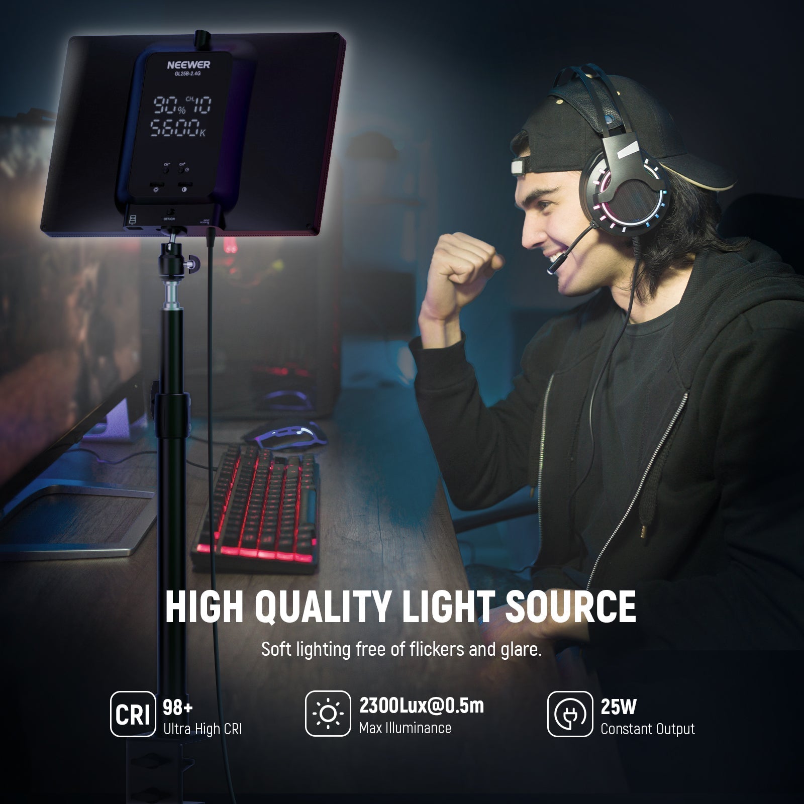 NEEWER GL25B 12.9" Streaming Key Light