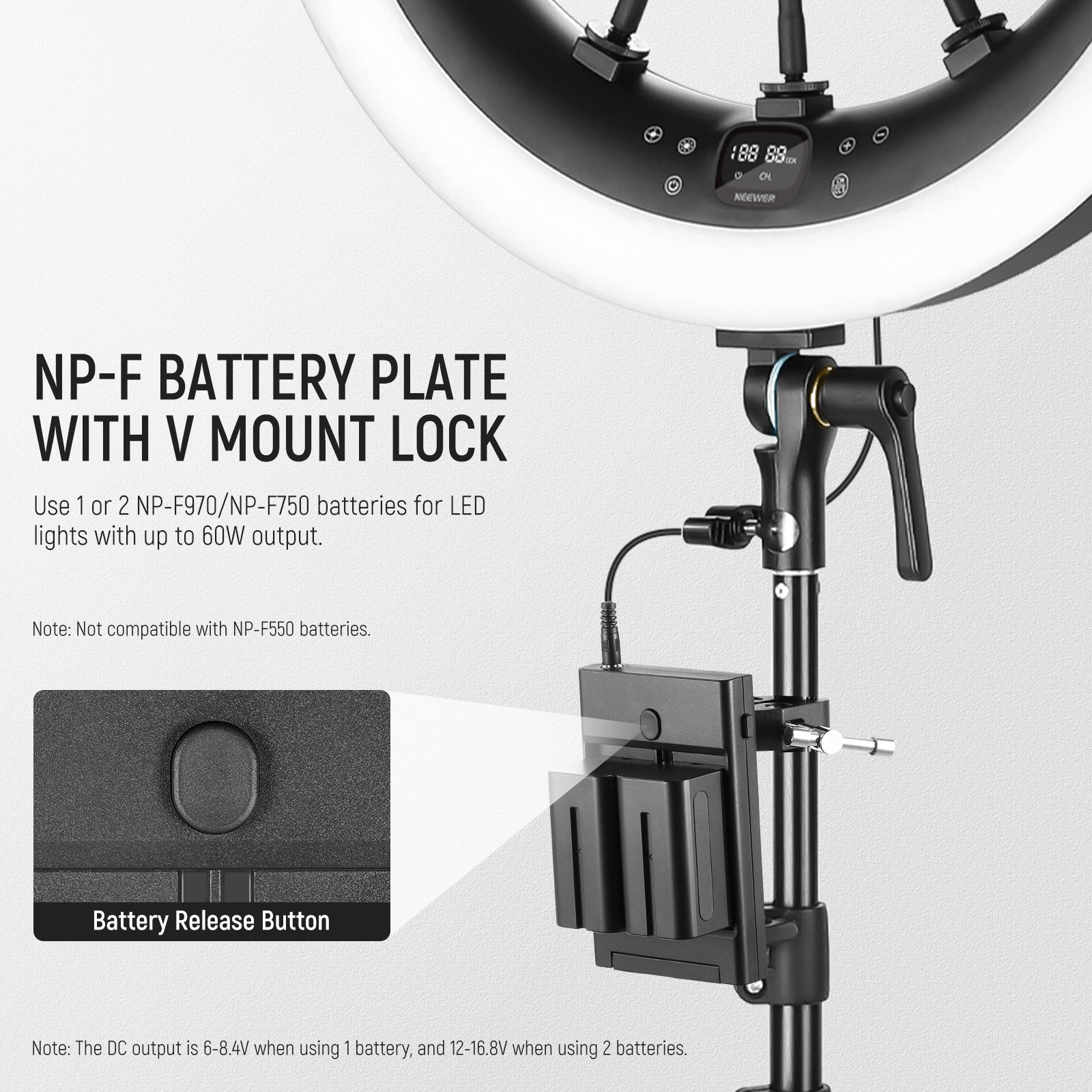 NEEWER PS010E NP-F Battery to V Mount Battery Converter Adapter