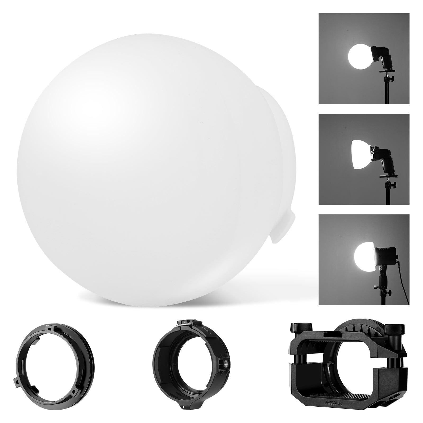 NEEWER CRS6 Diffusion Dome with 3 Adapter Rings