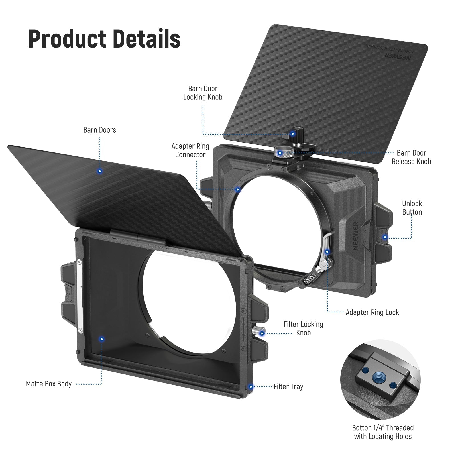 NEEWER PG002 Mini Matte Box with a 4"x5.65" Filter Tray