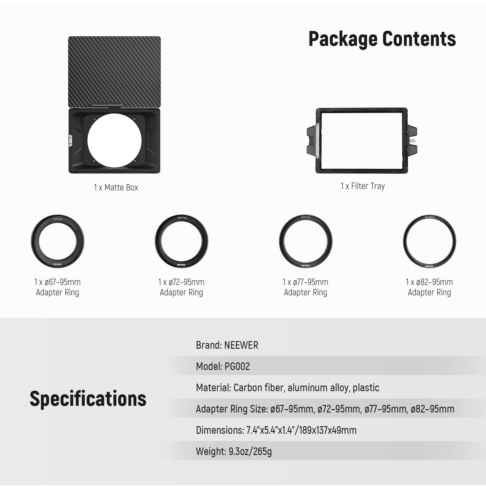 NEEWER PG002 Mini Matte Box with a 4"x5.65" Filter Tray