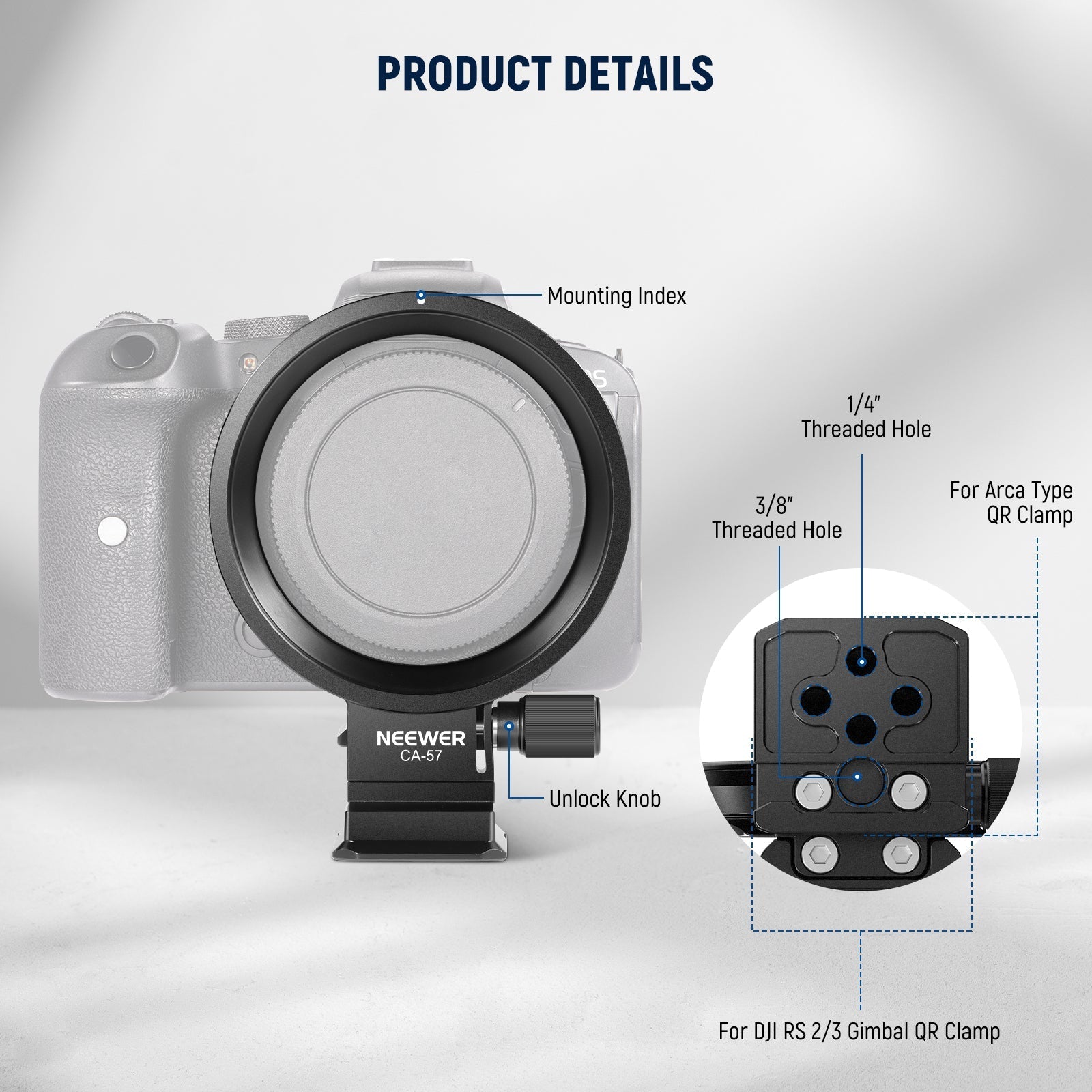 NEEWER Rotatable Camera Lens Collar for Camera