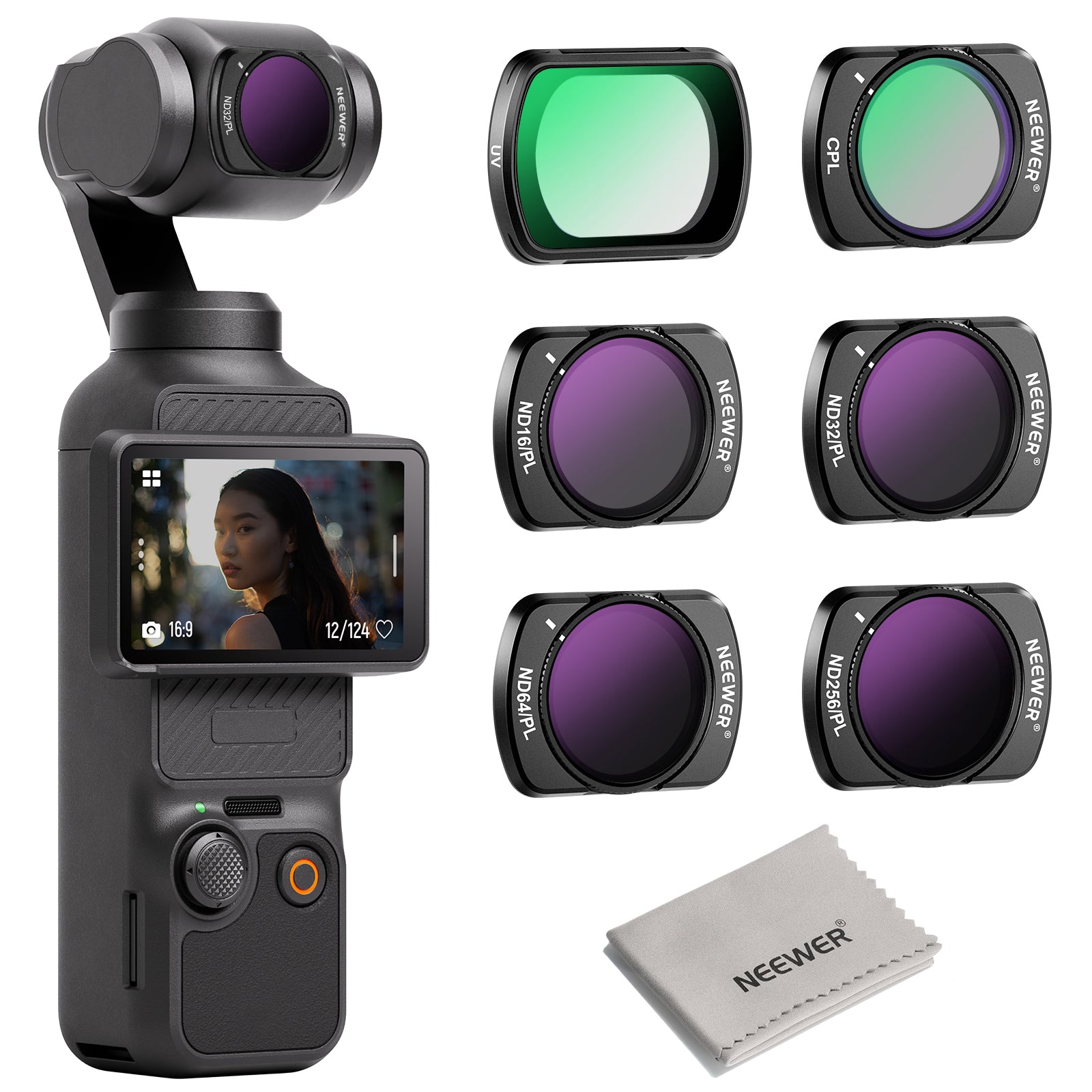 NEEWER FL-P7 Magnetic ND/PL/UV/CPL Filter Set for Pocket 3 / Pocket 4 & Xtra Muse