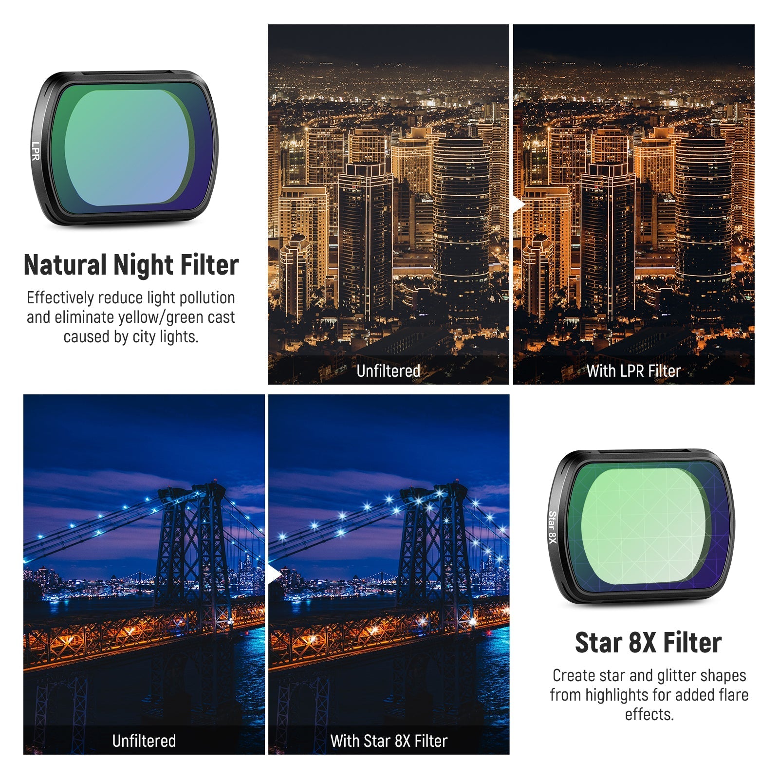 NEEWER FL-P8 4-Pack Magnetic Effect Filter Set for DJI Osmo Pocket 3 / Pocket 4 & Xtra Muse