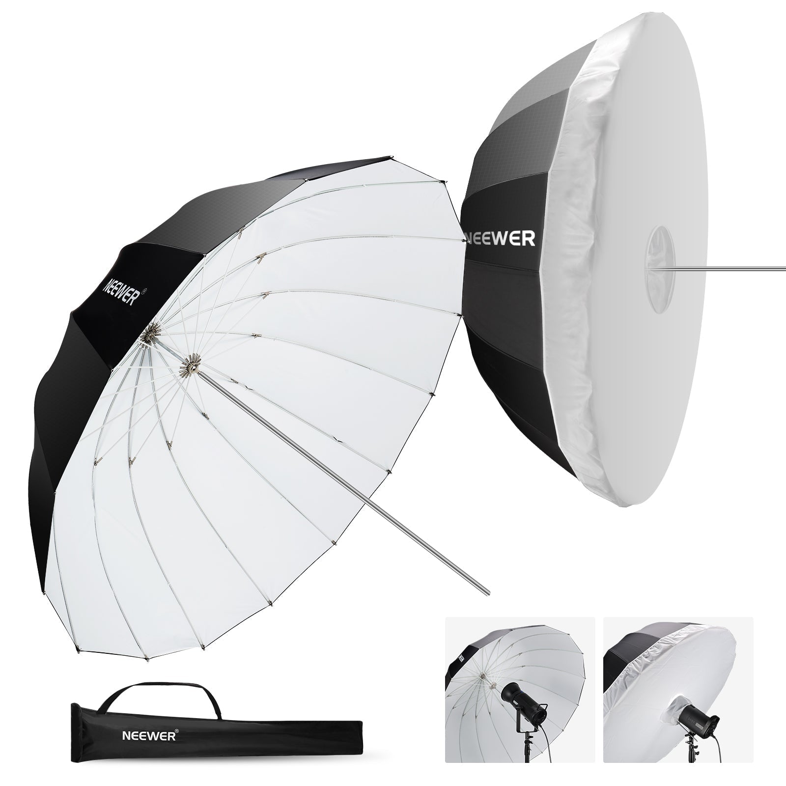 NEEWER Parabolic Reflective Umbrella with Diffuser