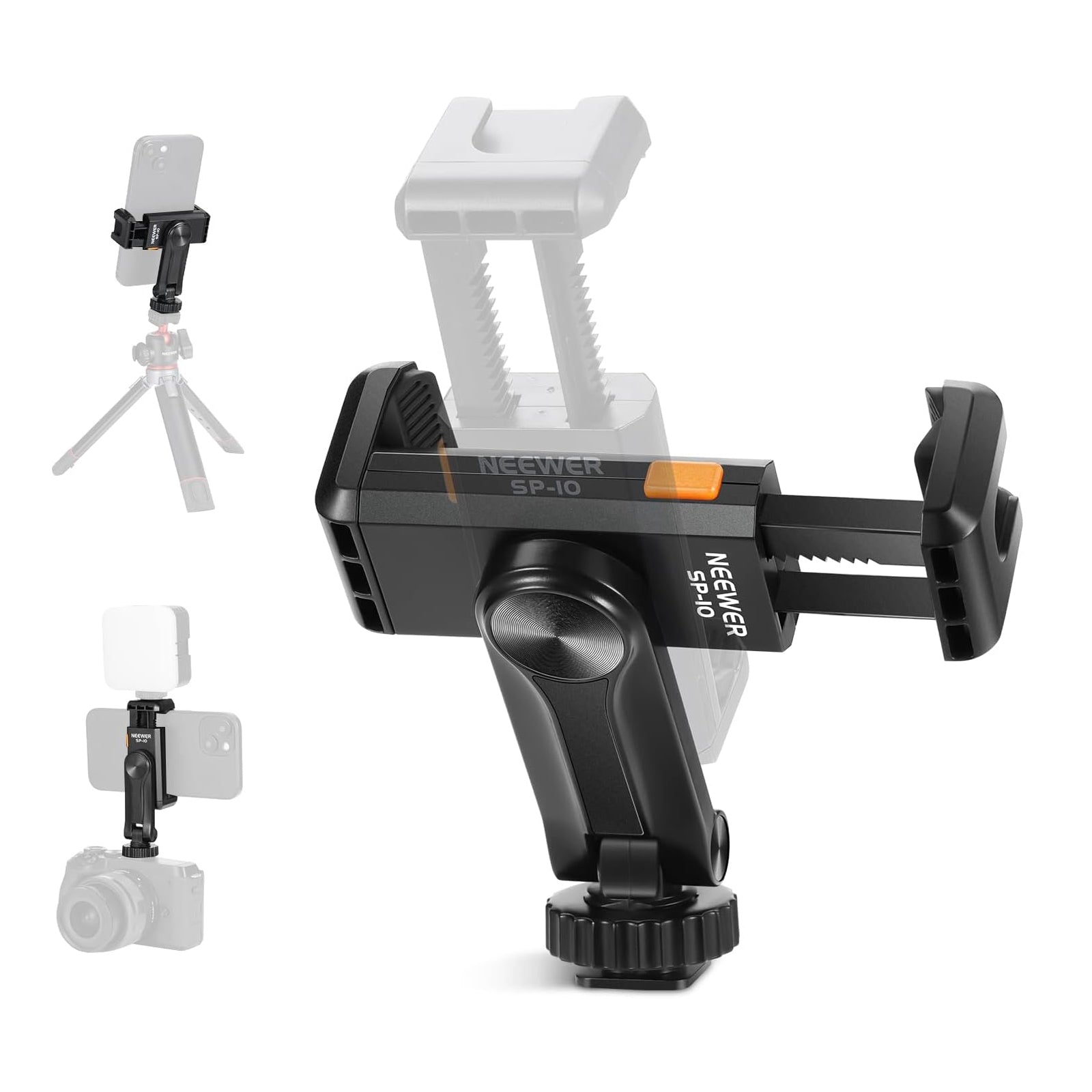NEEWER BASICS SP-10 Phone Tripod Mount Holder with 1/4" Thread & Cold Shoe