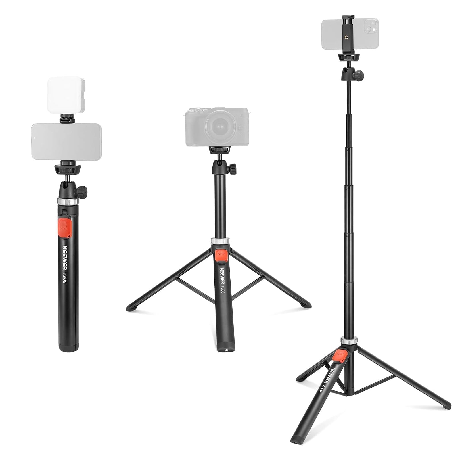 NEEWER TS05 62.9" All Metal Phone Tripod with Remote