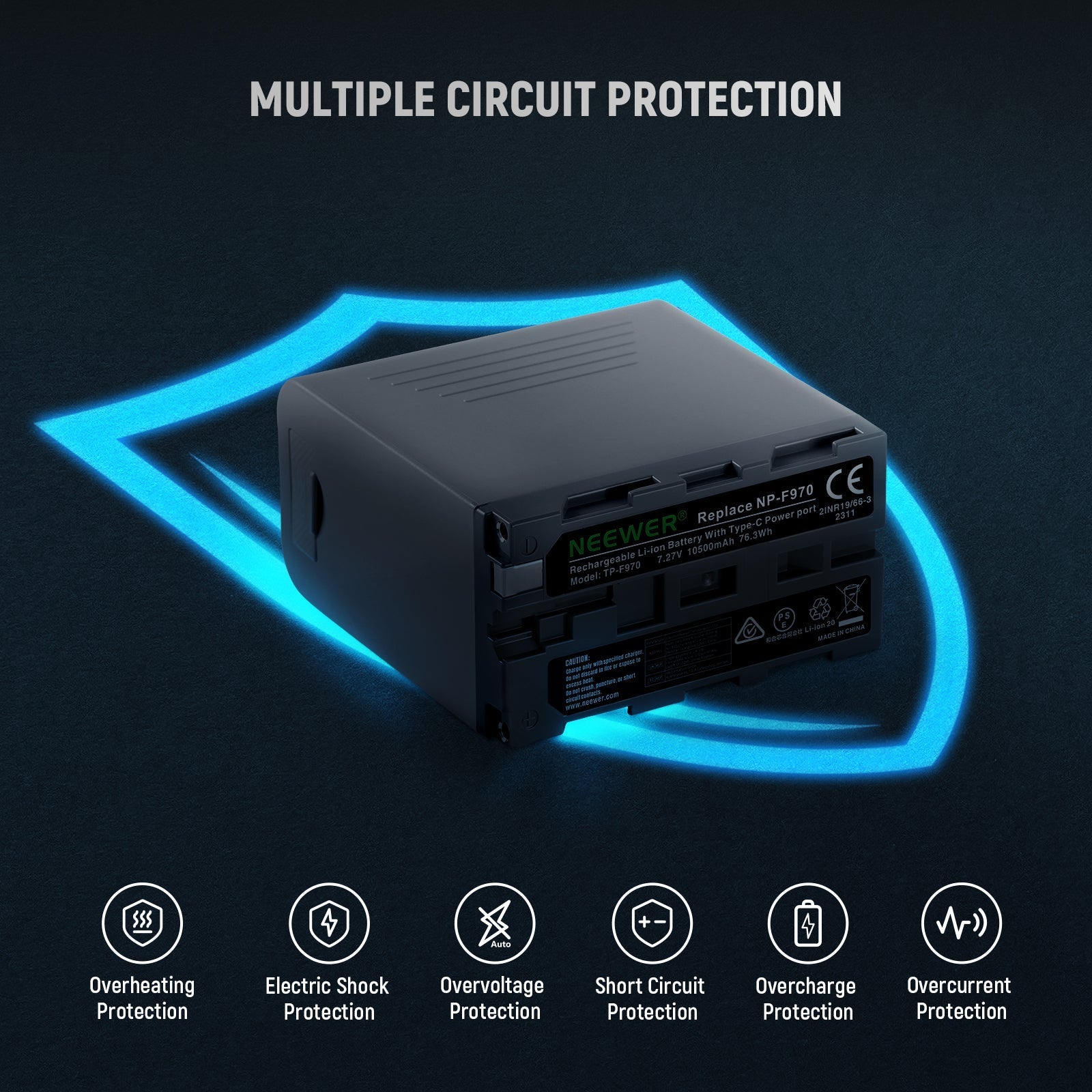 NEEWER TP-F970 Replacement For NP-F970 Battery 10500mAh