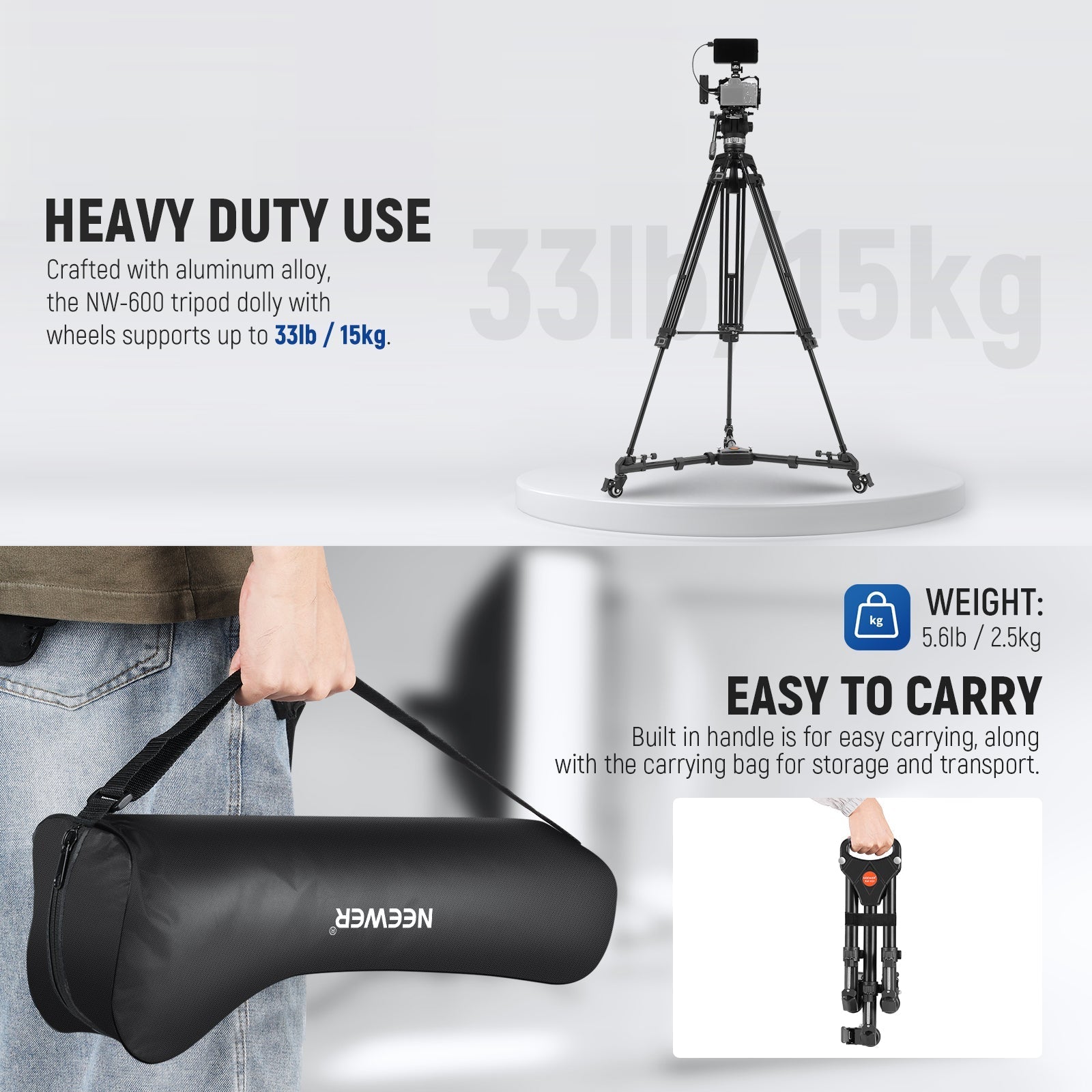 NEEWER Heavy Duty Photography Tripod Dolly
