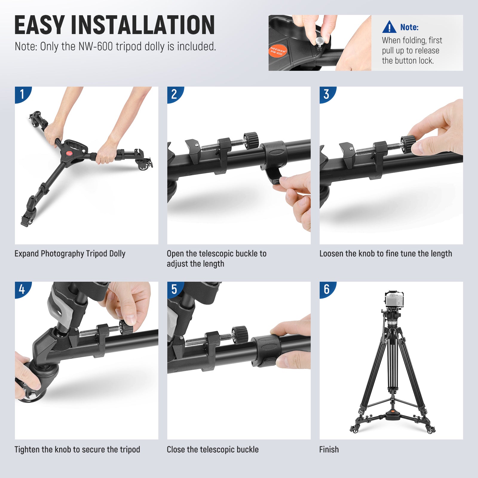 NEEWER Heavy Duty Photography Tripod Dolly