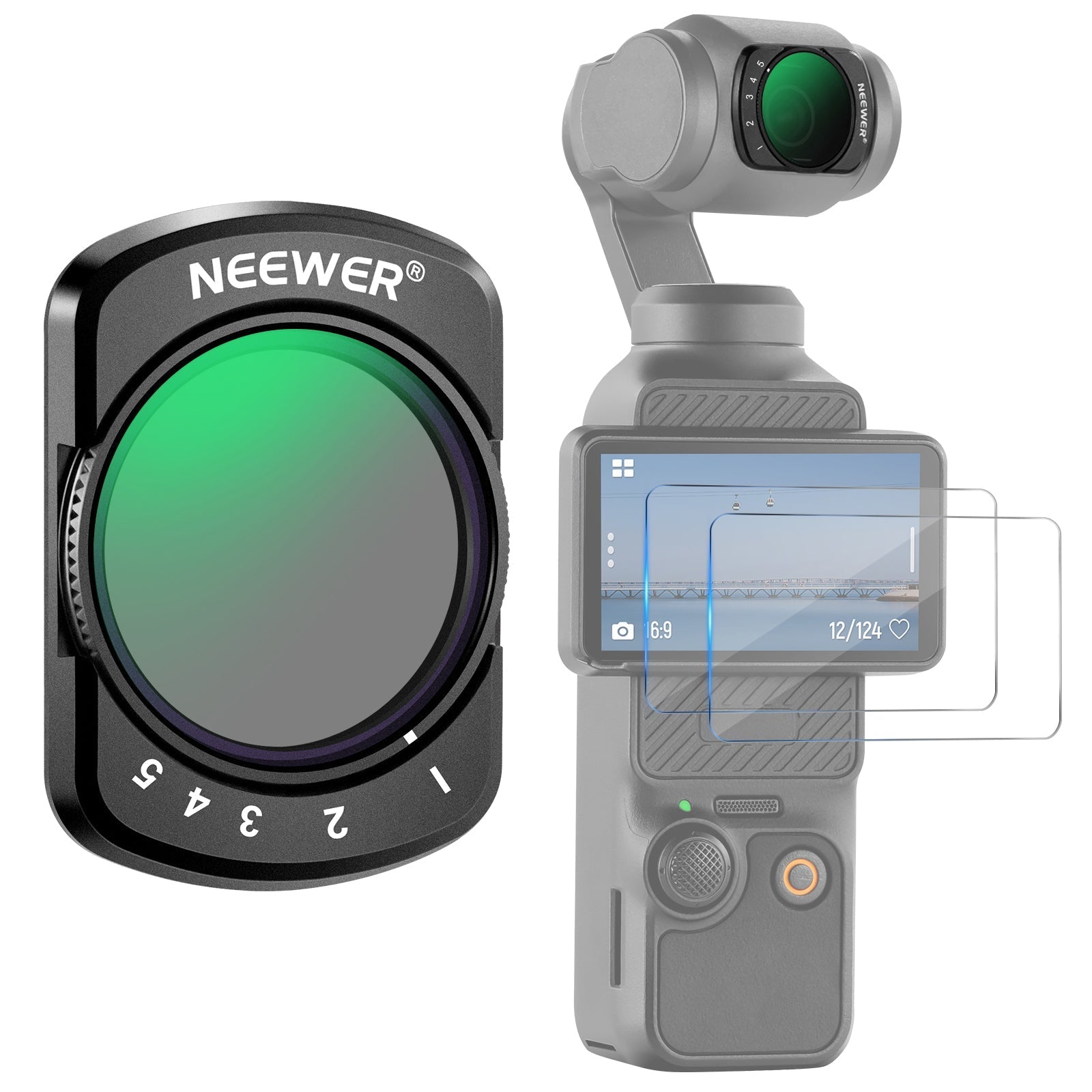 NEEWER FL-50 Variable ND2-32 Filter for DJI Osmo Pocket 3 / Pocket 4 & Xtra Muse
