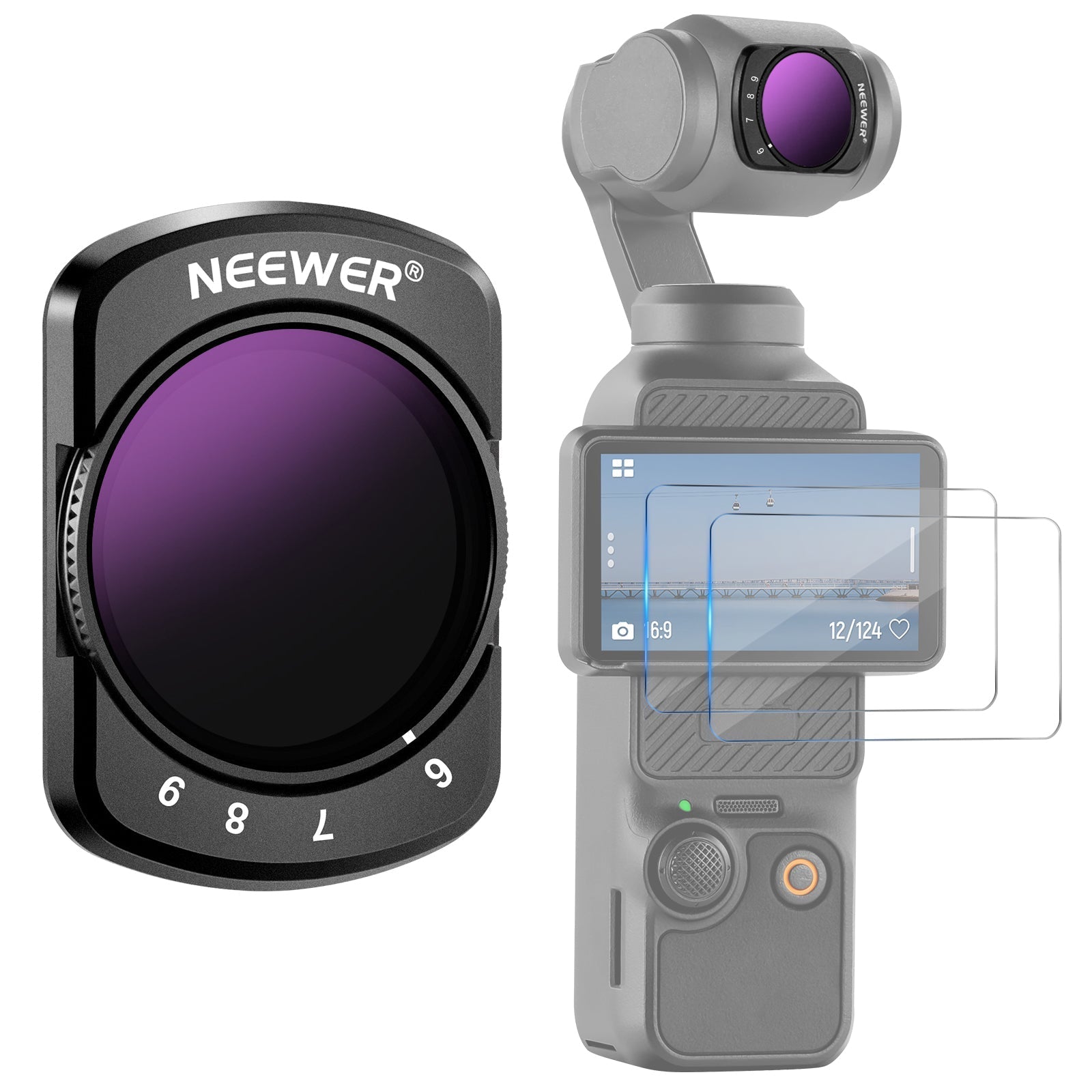 NEEWER FL-51 Variable ND64-512 Filter for DJI Osmo Pocket 3 / Pocket 4 & Xtra Muse