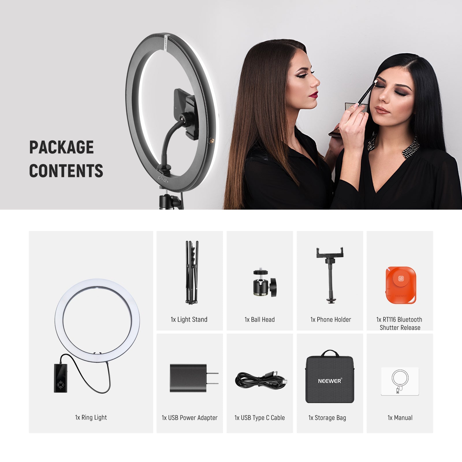 NEEWER RH12B 12" 24W High Power LED Ring Light