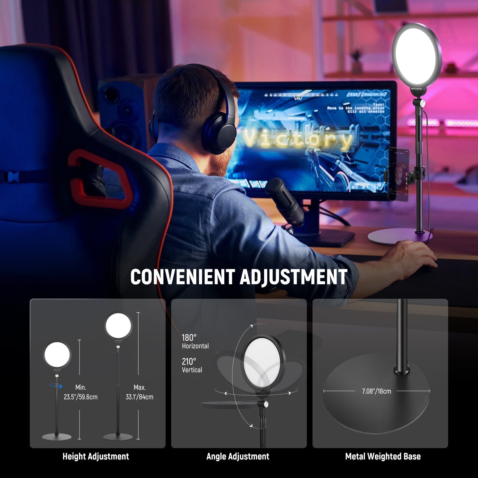 NEEWER BASICS R06 7" Desktop Phone Selfie Round LED Light Kit