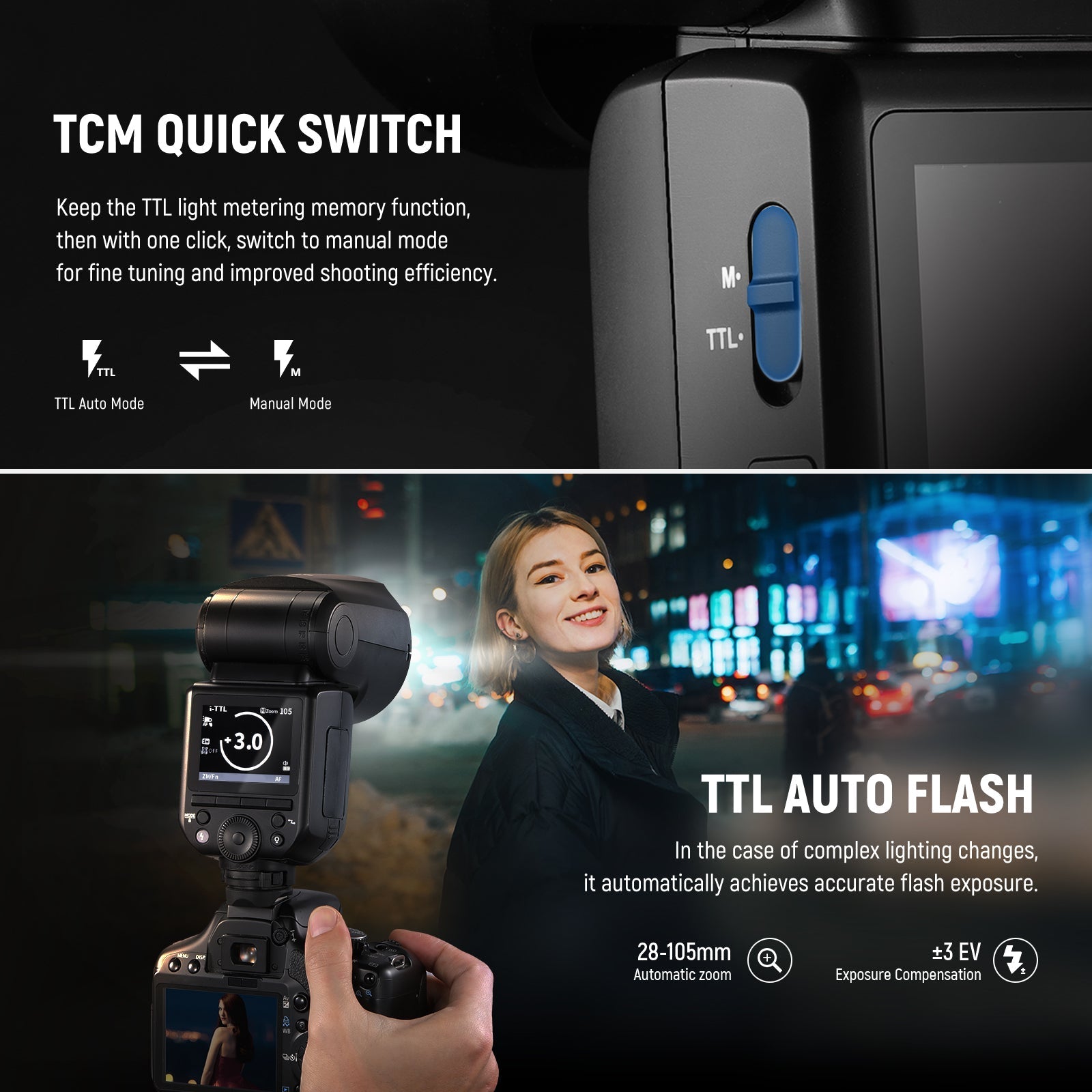 NEEWER Z2 3000mAh Battery TTL Round Head Flash Speedlite