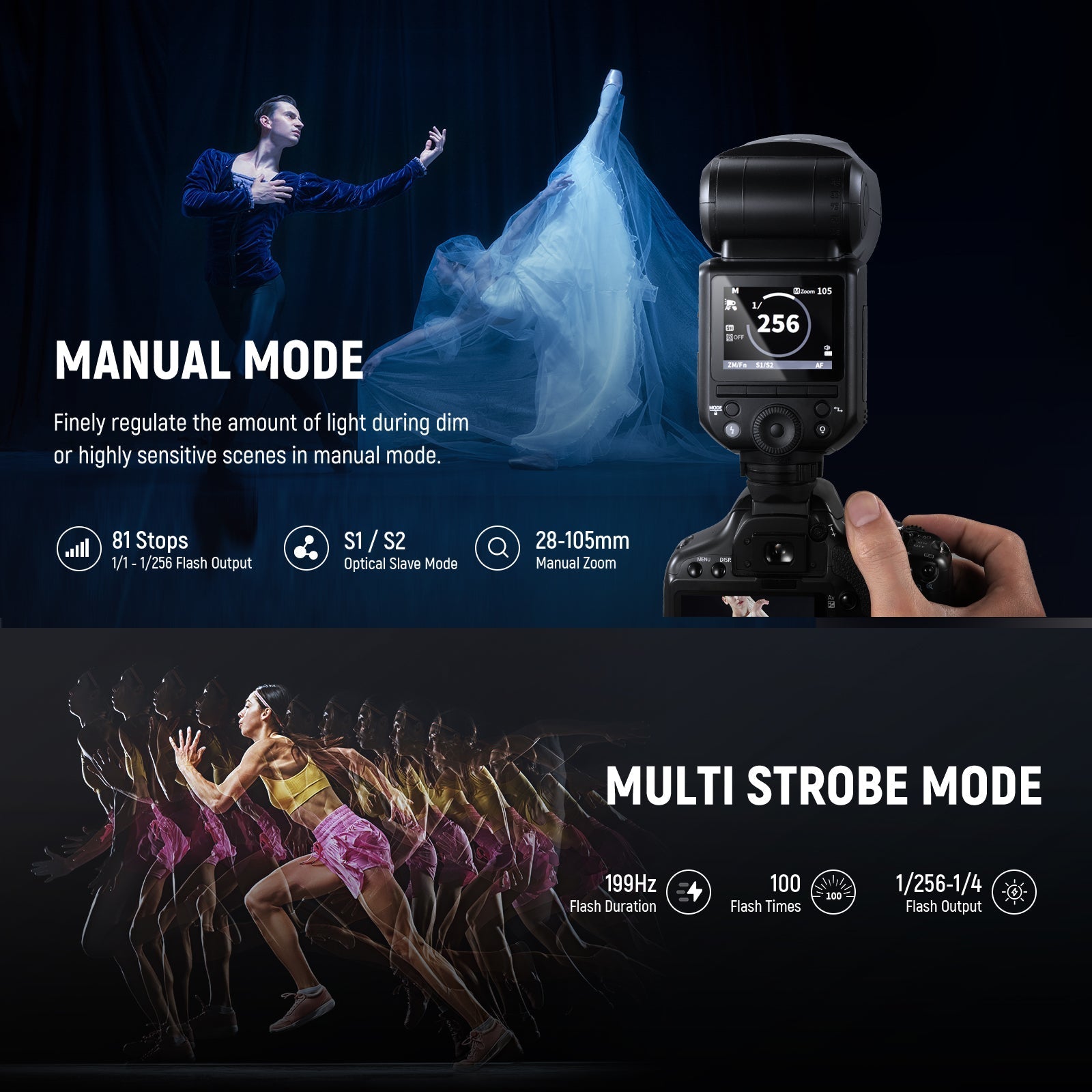 NEEWER Z2 3000mAh Battery TTL Round Head Flash Speedlite