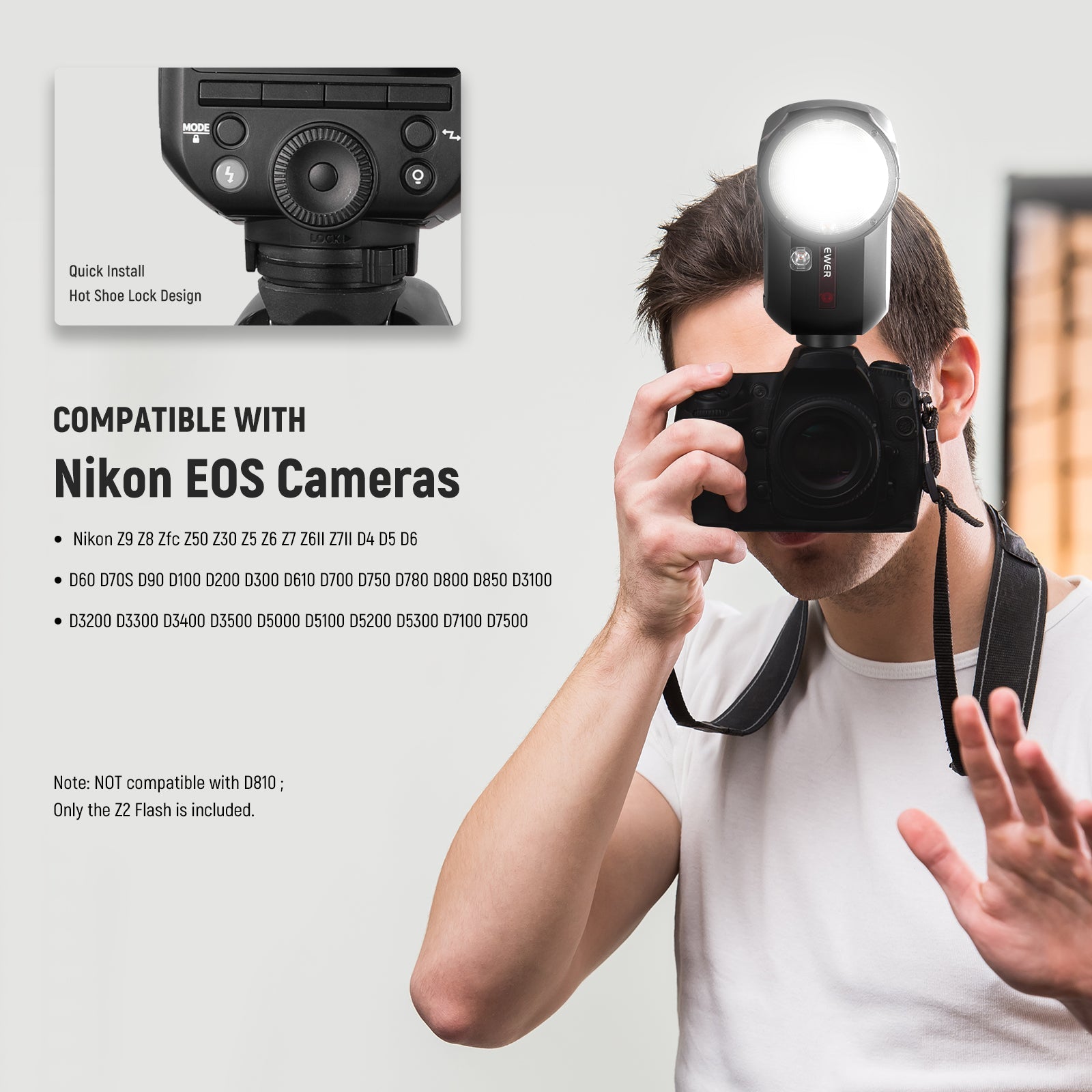 NEEWER Z2 3000mAh Battery TTL Round Head Flash Speedlite