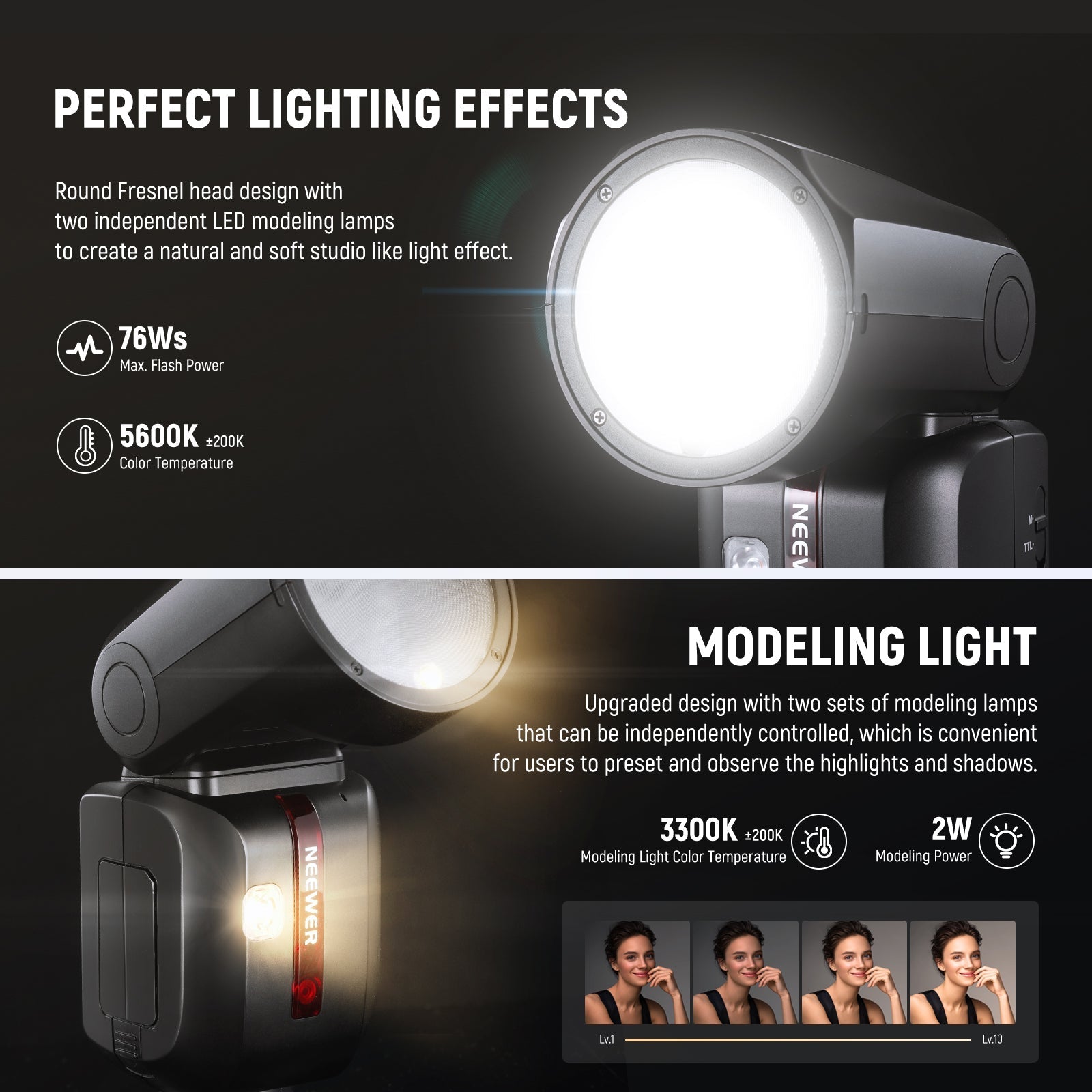 NEEWER Z2 3000mAh Battery TTL Round Head Flash Speedlite