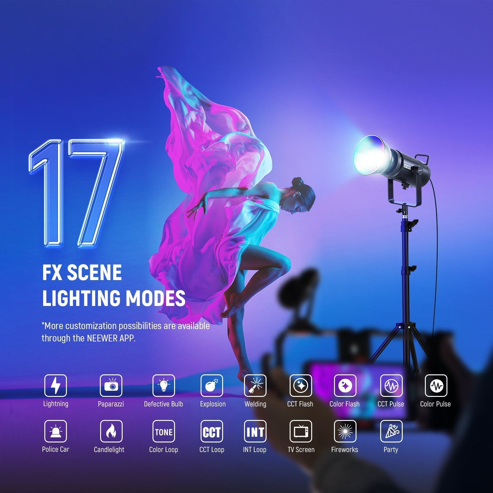 NEEWER CB300C 300W COB RGBWW LED Video Light