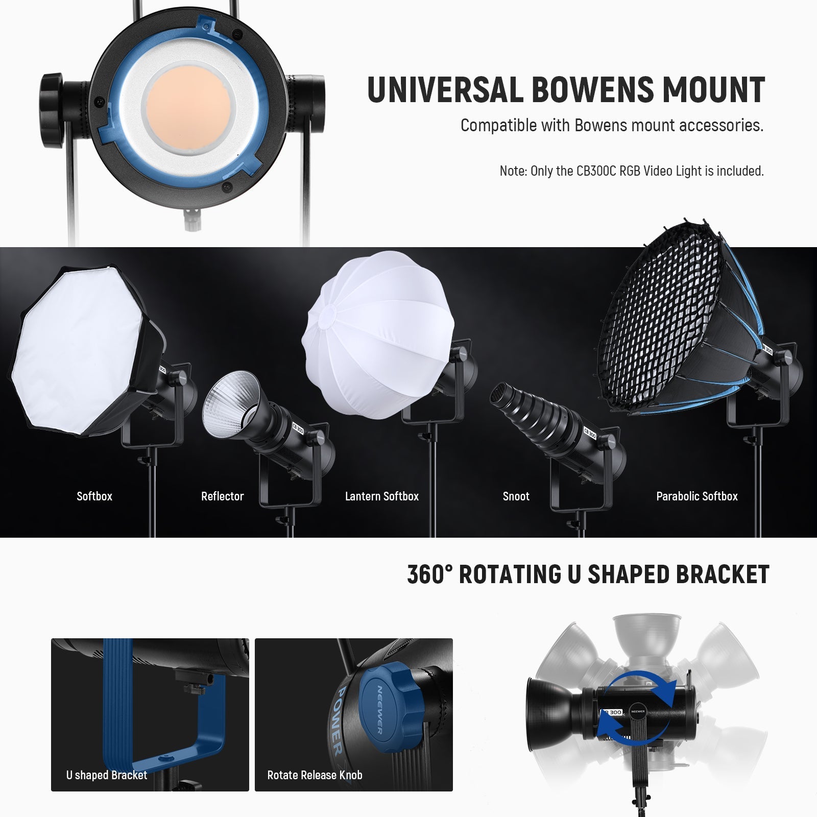 NEEWER CB300C 300W COB RGBWW LED Video Light