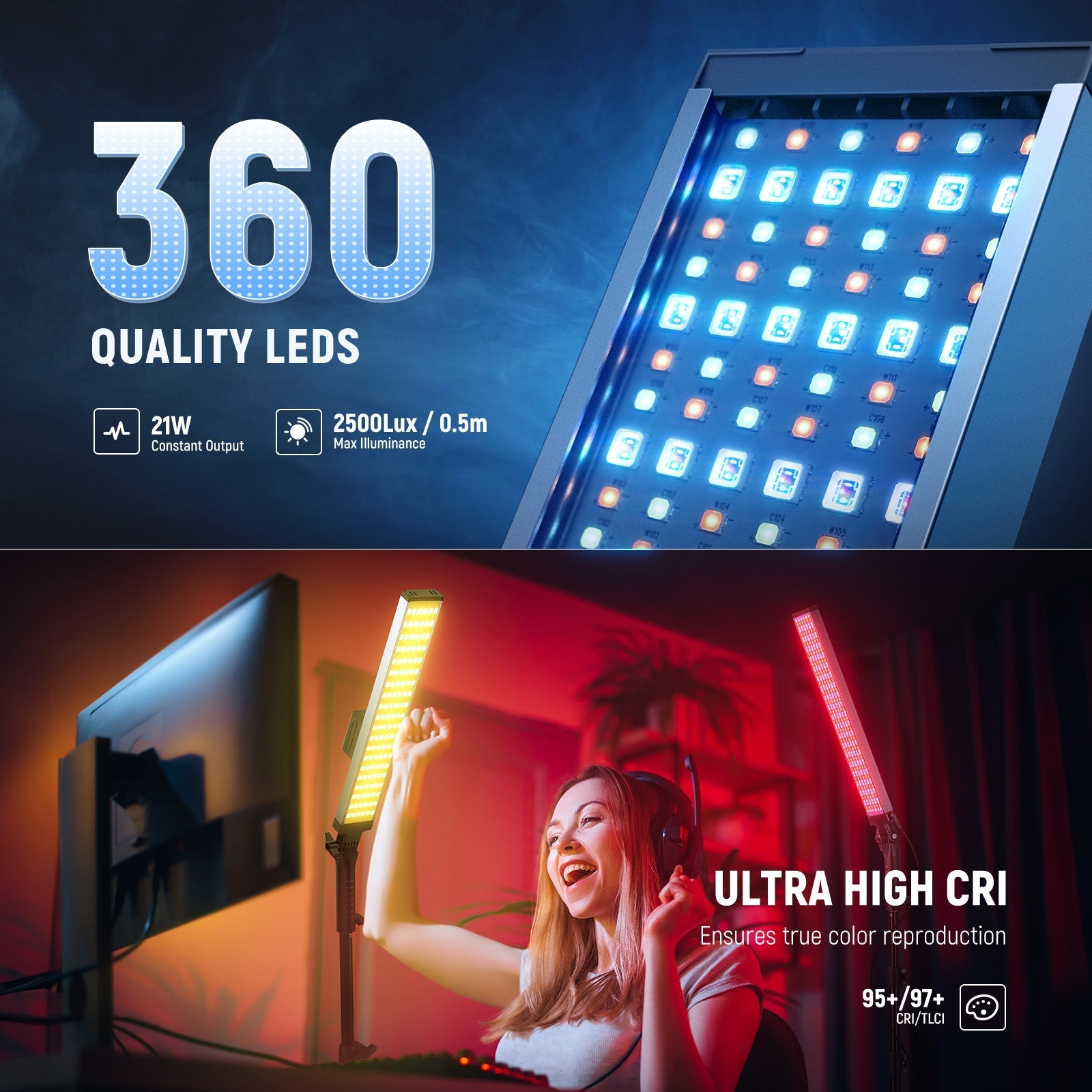 NEEWER BH20C 21W RGB LED Video Light Stick Kit