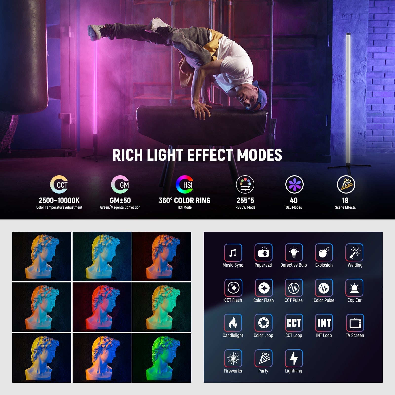 NEEWER TL90C 30W RGB Tube Light with APP/2.4G/DMX Control