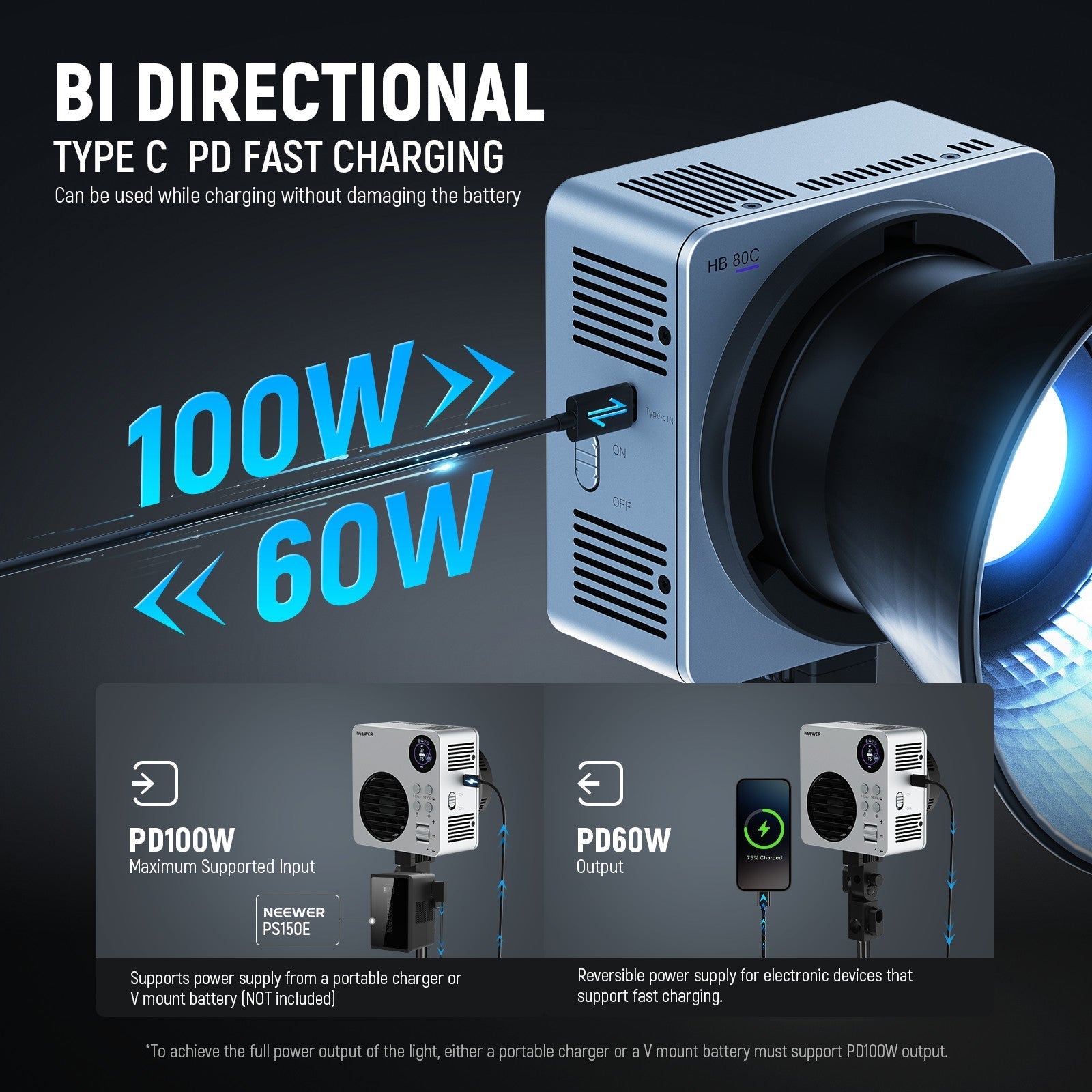 NEEWER HB80C 80W RGBWW Mini COB LED Video Light