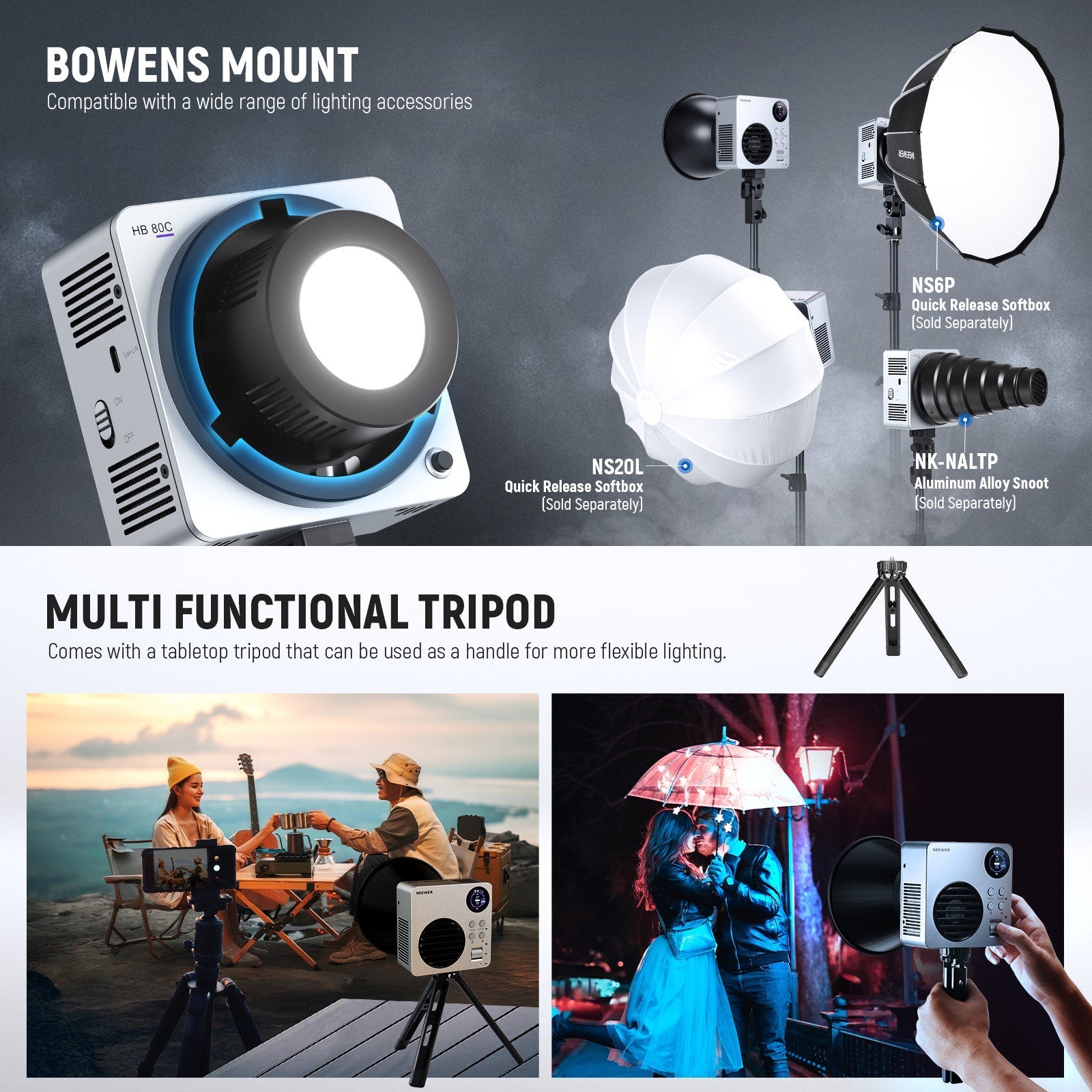 NEEWER HB80C 80W RGBWW Mini COB LED Video Light
