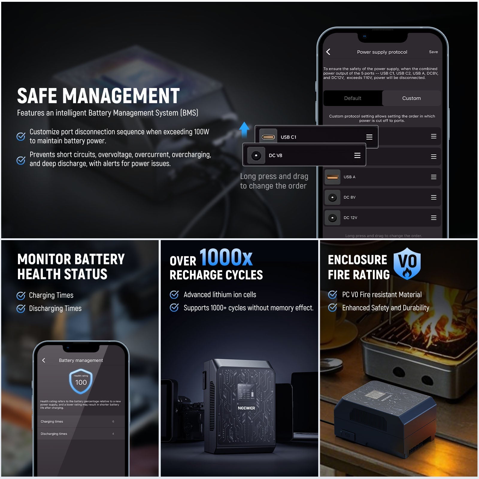 NEEWER V Mount Battery PS099S 6800mAh 99Wh APP Control