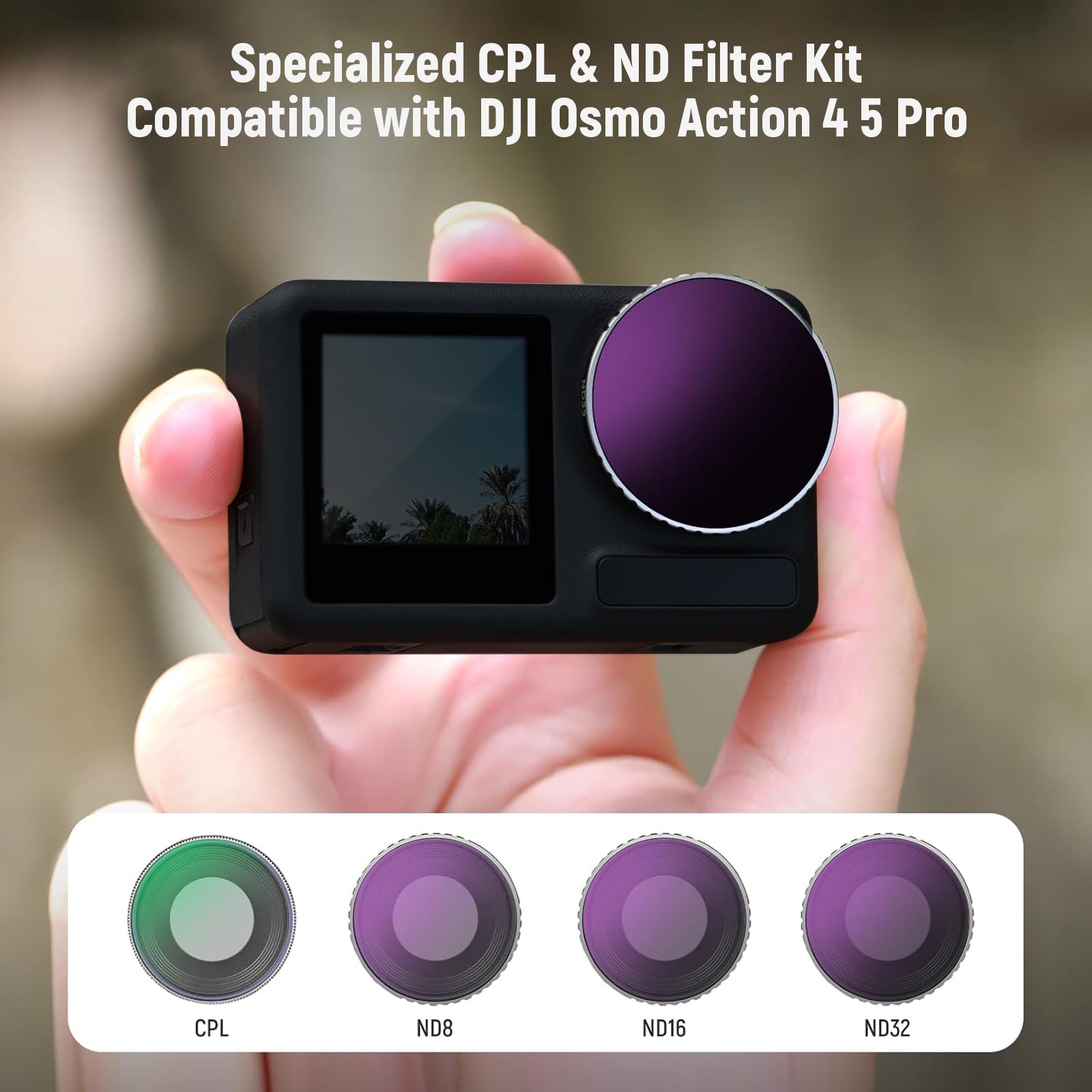 NEEWER 4 Pack ND Filter Set Compatible with DJI Osmo Action 4