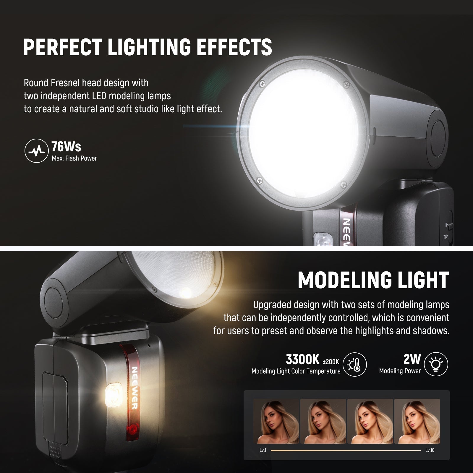 NEEWER Z2 3000mAh Battery TTL Round Head Flash Speedlite