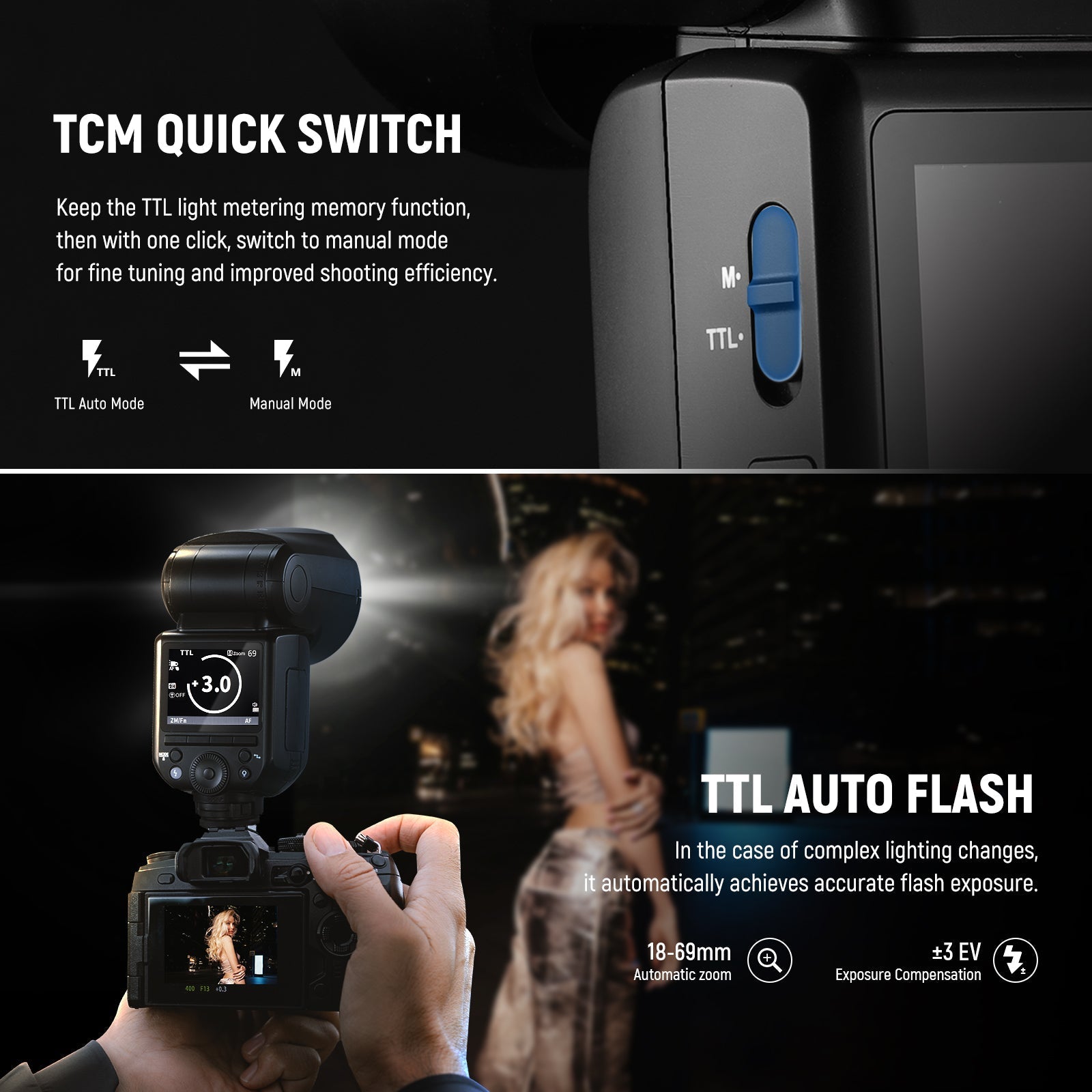 NEEWER Z2 3000mAh Battery TTL Round Head Flash Speedlite