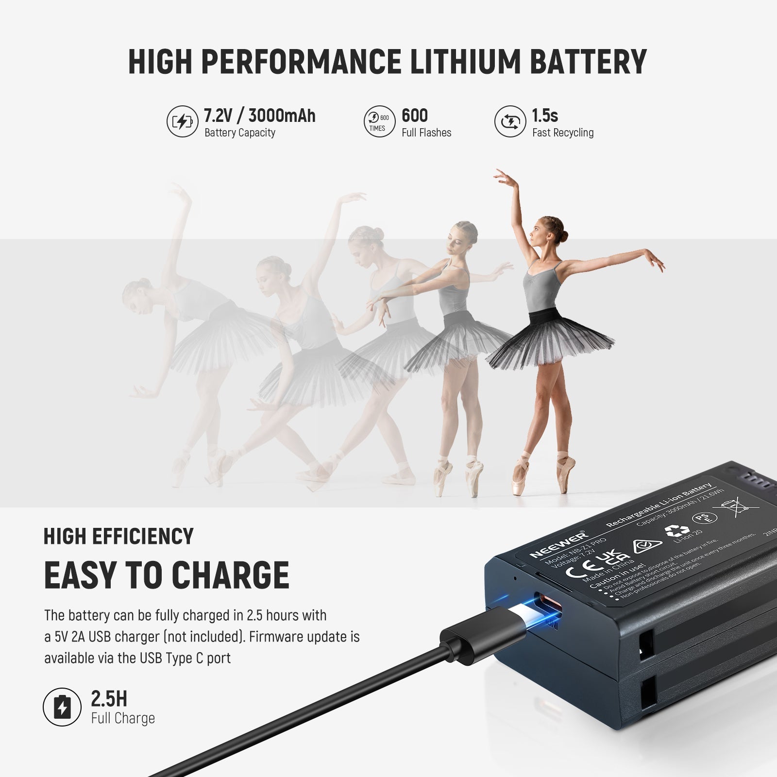 NEEWER Z2 3000mAh Battery TTL Round Head Flash Speedlite