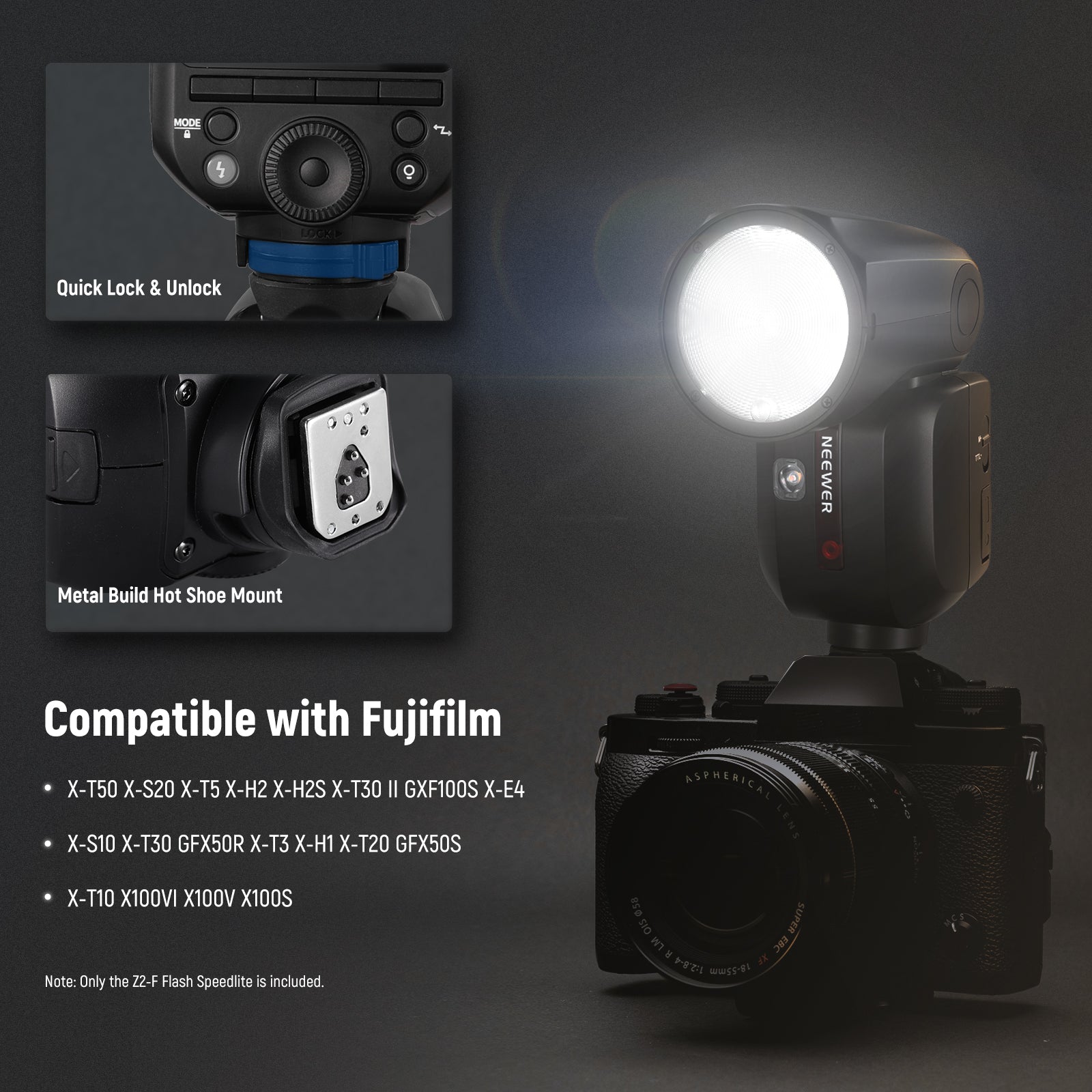 NEEWER Z2 3000mAh Battery TTL Round Head Flash Speedlite
