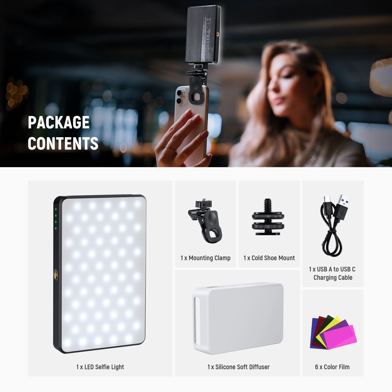 NEEWER BASICS BL120B Clip On LED Selfie Phone Light Kit