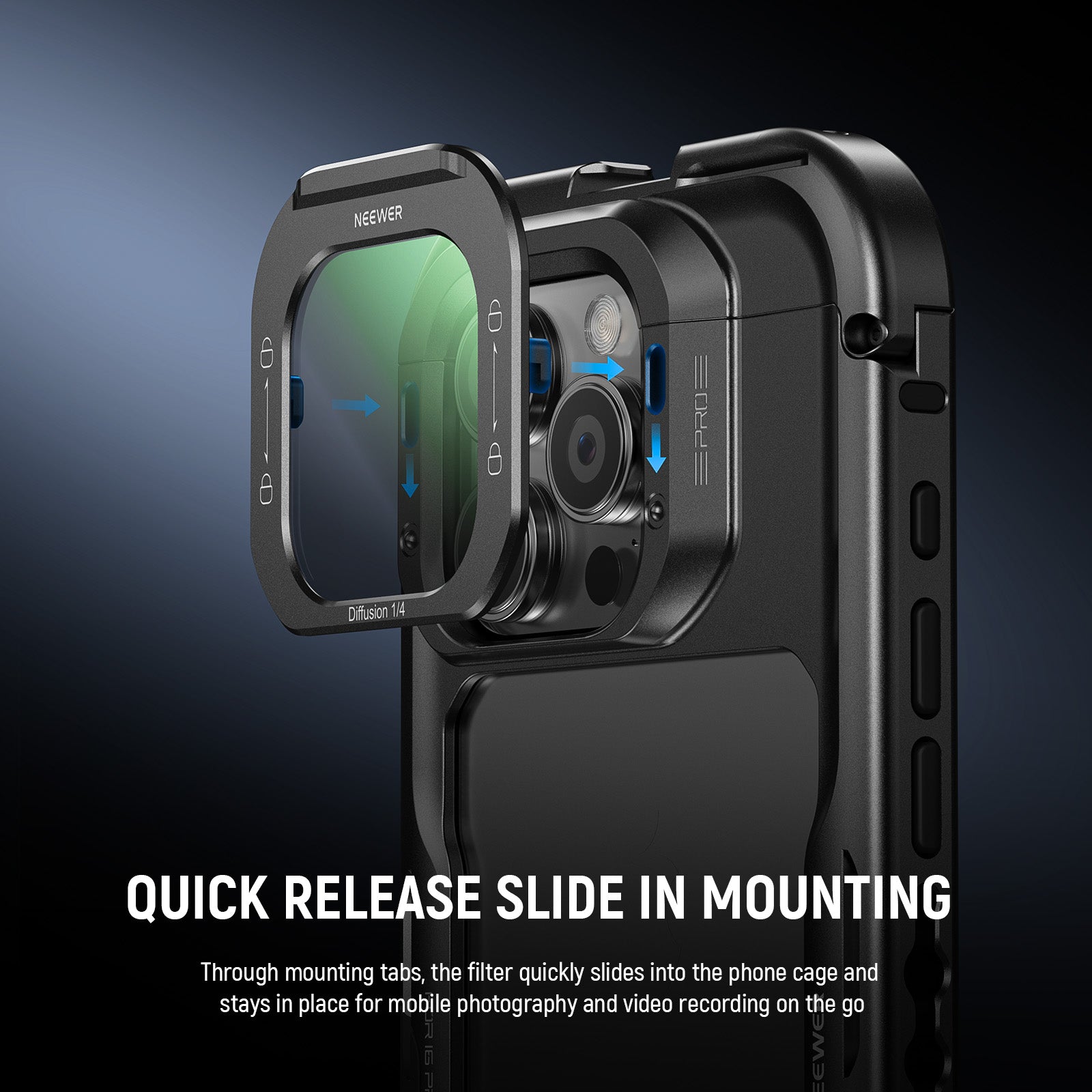 NEEWER FL-I5 1/4 Black Diffusion Phone Lens Filter For iPhone PA073/PA074 Cage