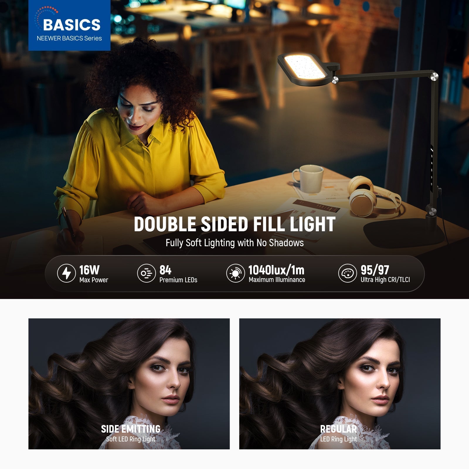 NEEWER BASICS FR16 16W LED Foldable Desk Lamp